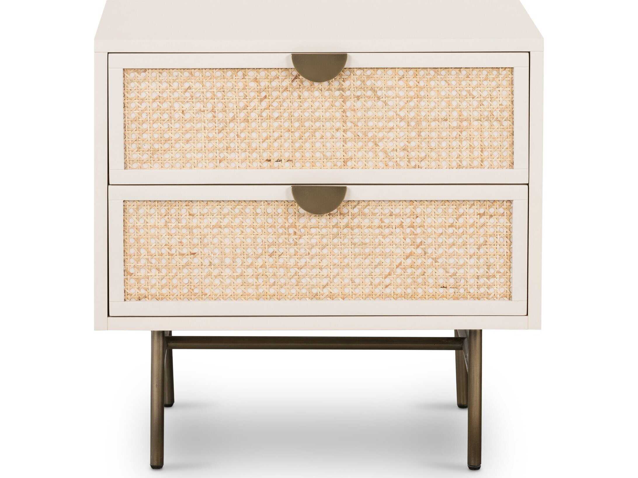 Four Hands Belfast Luella 2-Drawers White Hardwood Nightstand