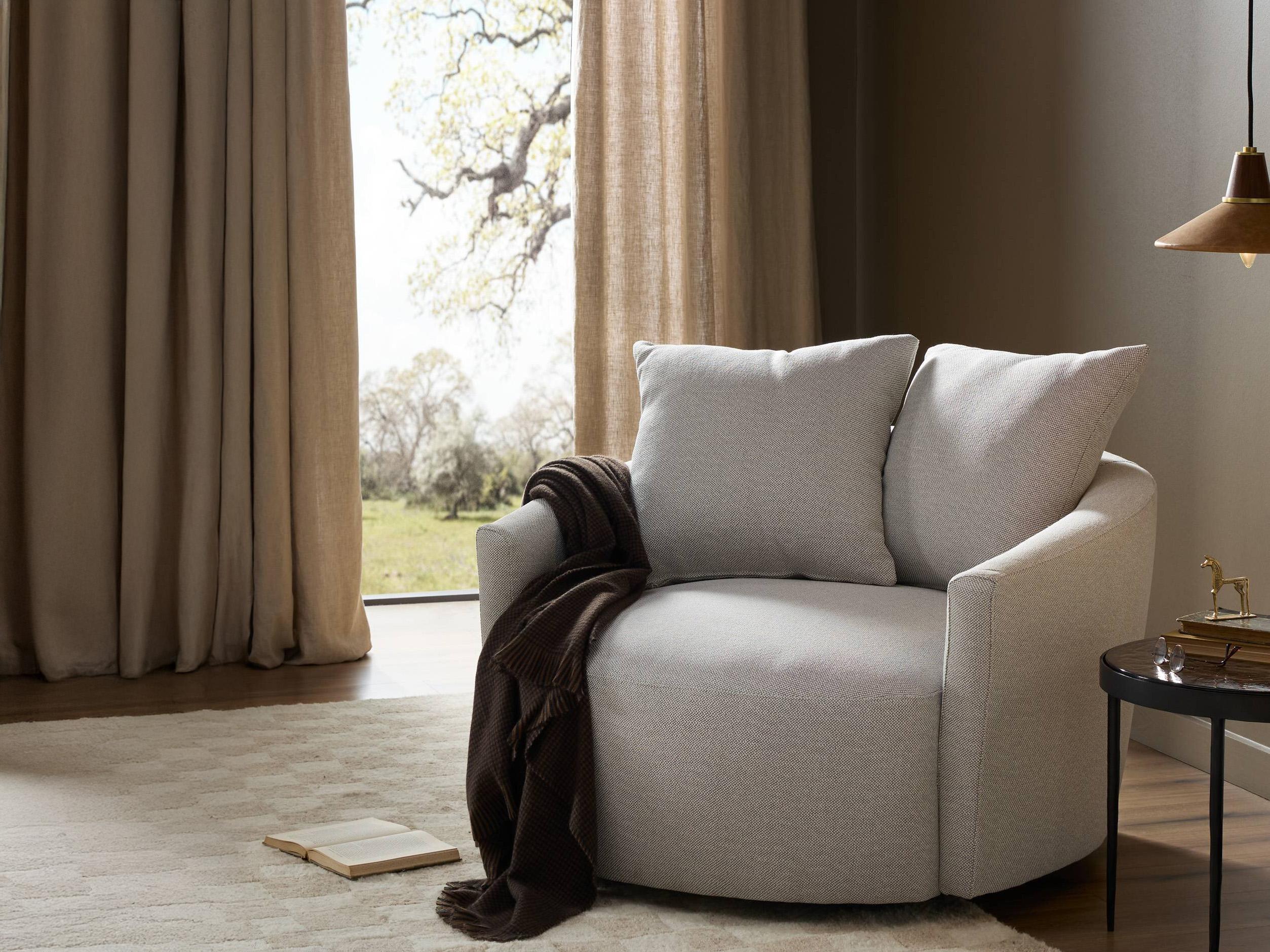 Four Hands Atelier C Chloe Swivel Cream Fabric Accent Chair