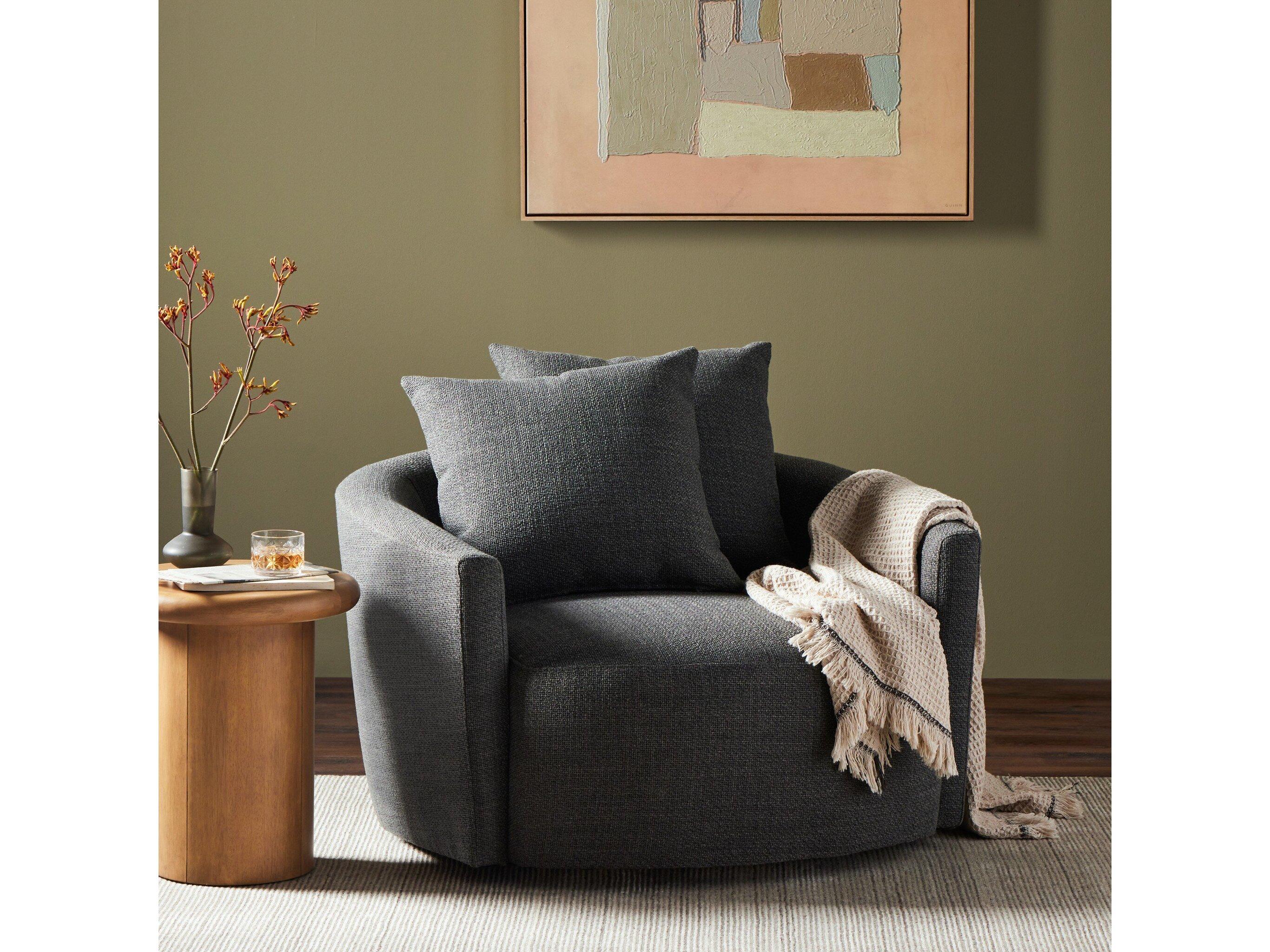 Four Hands Atelier Chloe Swivel Gray Fabric Accent Chair