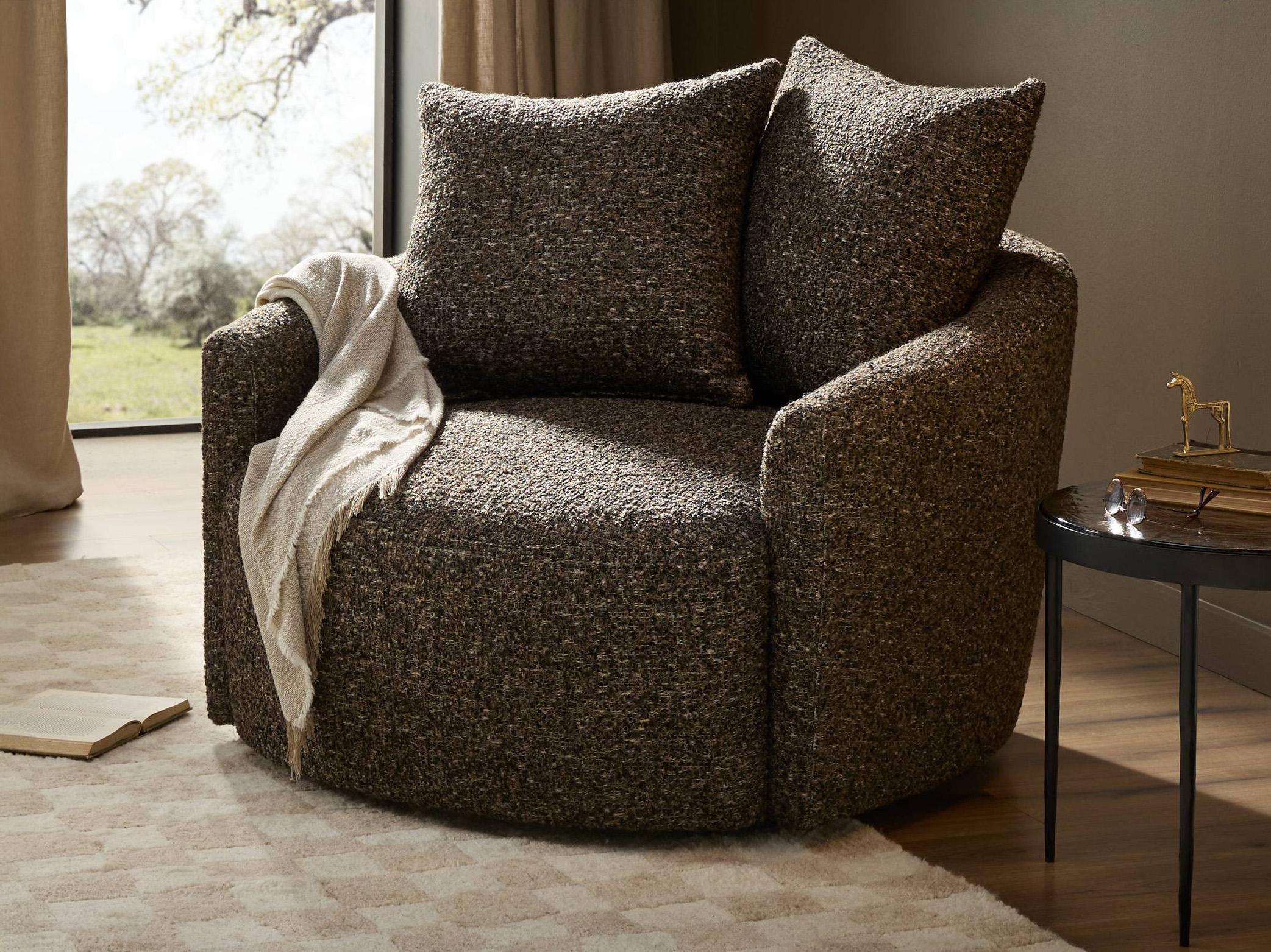 Four Hands Atelier Chloe Swivel Brown Fabric Accent Chair