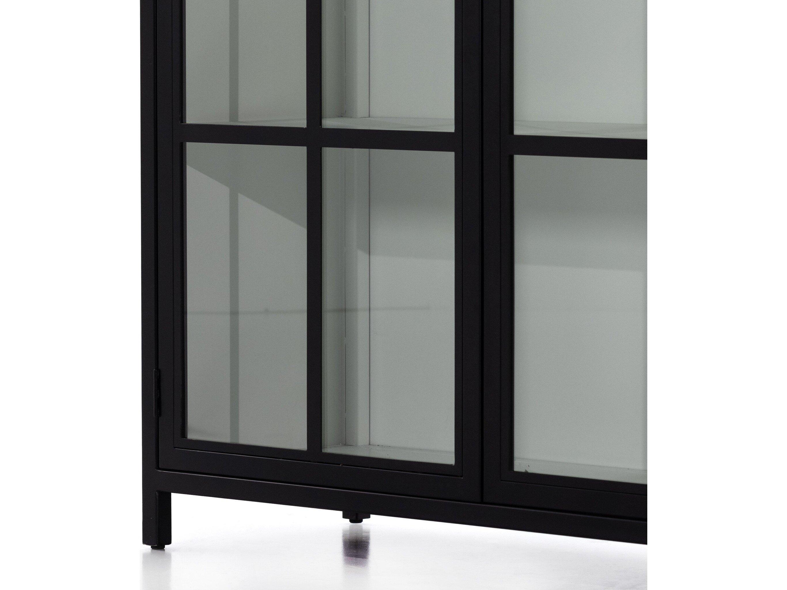 Four Hands Bolton Lexington Black Tempered Glass White Display Cabinet