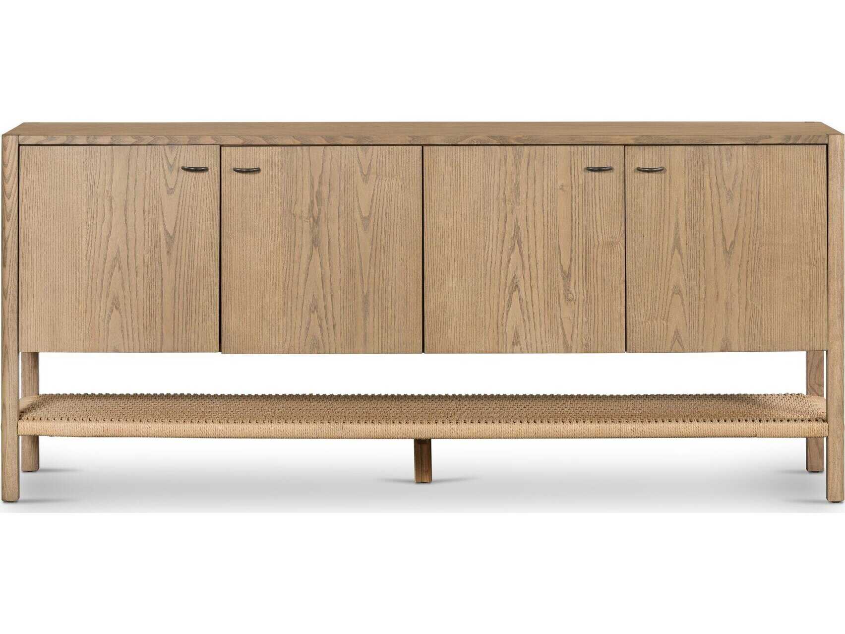 Four Hands Belfast Zuma 72" Ash Wood Dune Natural Paper Cord Sideboard