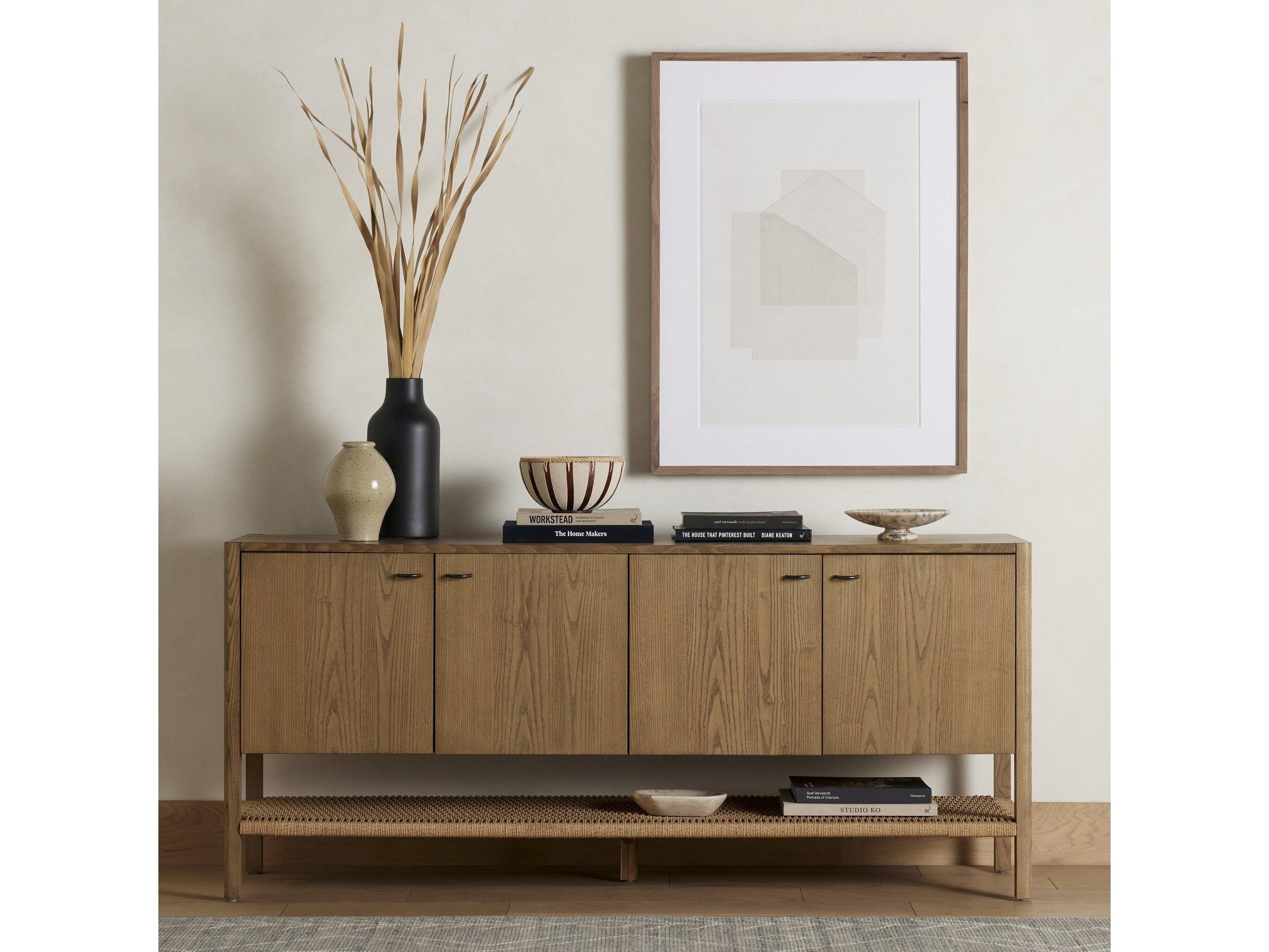 Four Hands Belfast Zuma 72" Ash Wood Dune Natural Paper Cord Sideboard
