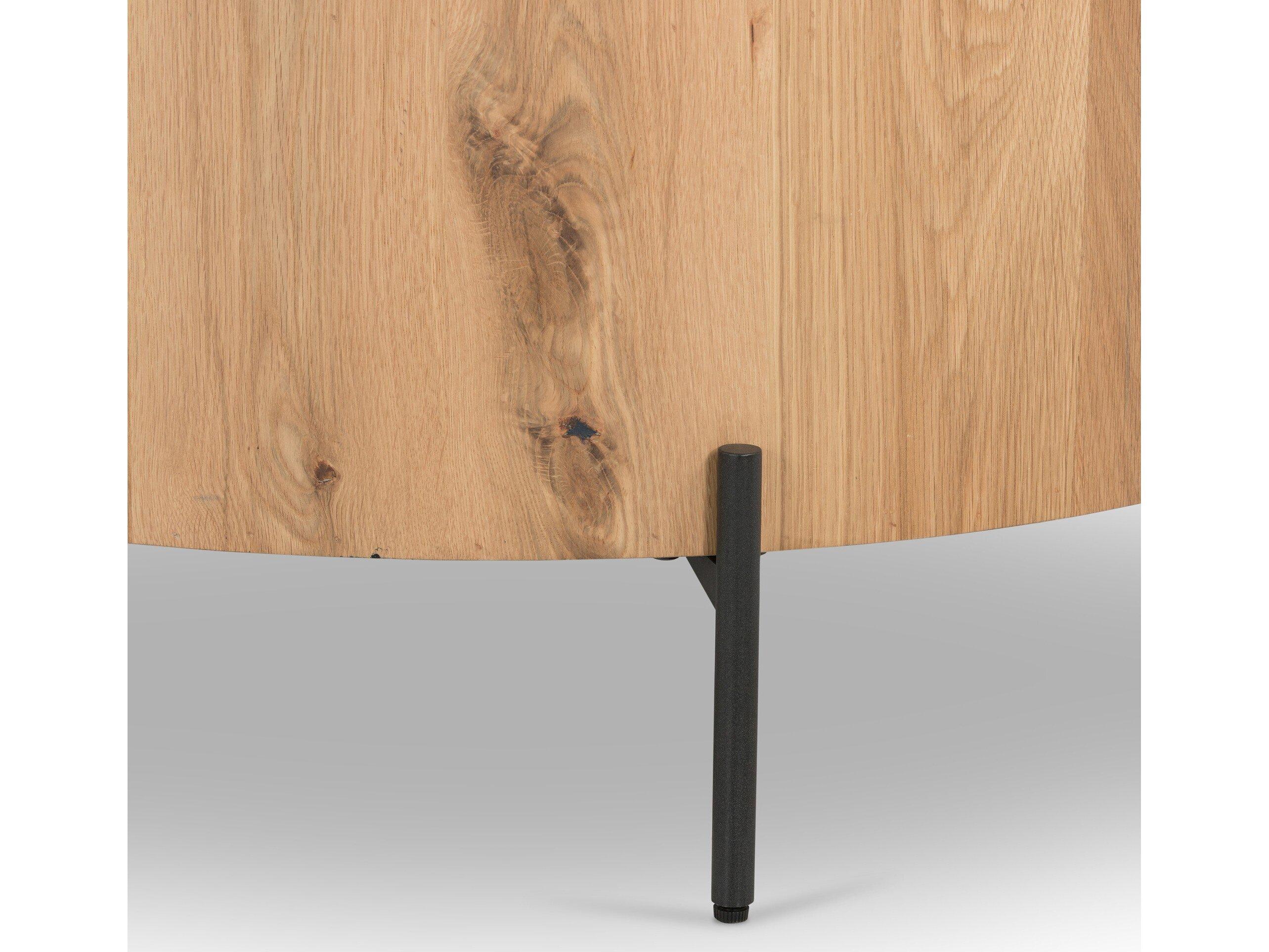 Four Hands Haiden Eaton Round Wood Dark Gunmetal Light Oak Resin Coffee Table