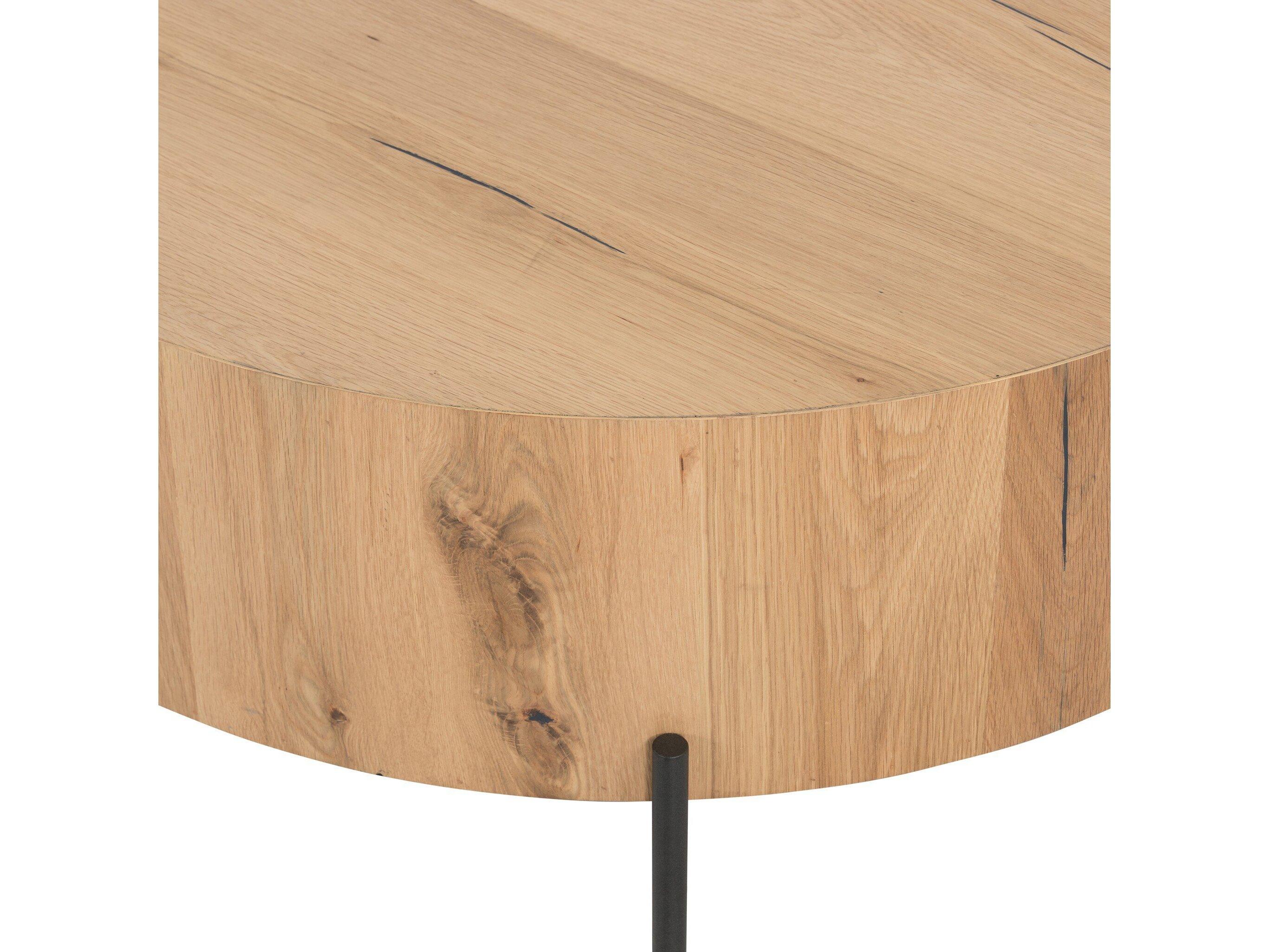 Four Hands Haiden Eaton Round Wood Dark Gunmetal Light Oak Resin Coffee Table