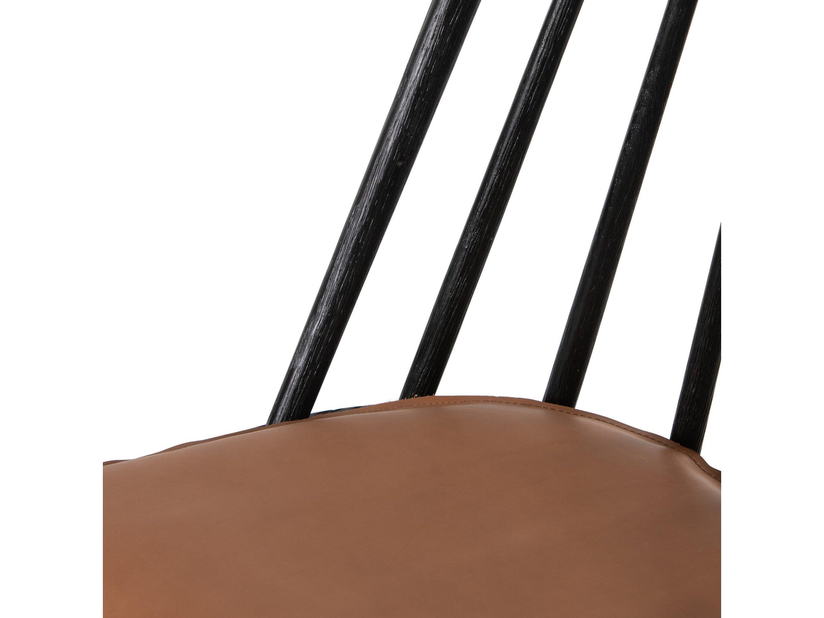 Four Hands Wallis Lewis Leather Oak Wood Black Whiskey Saddle Counter Stool