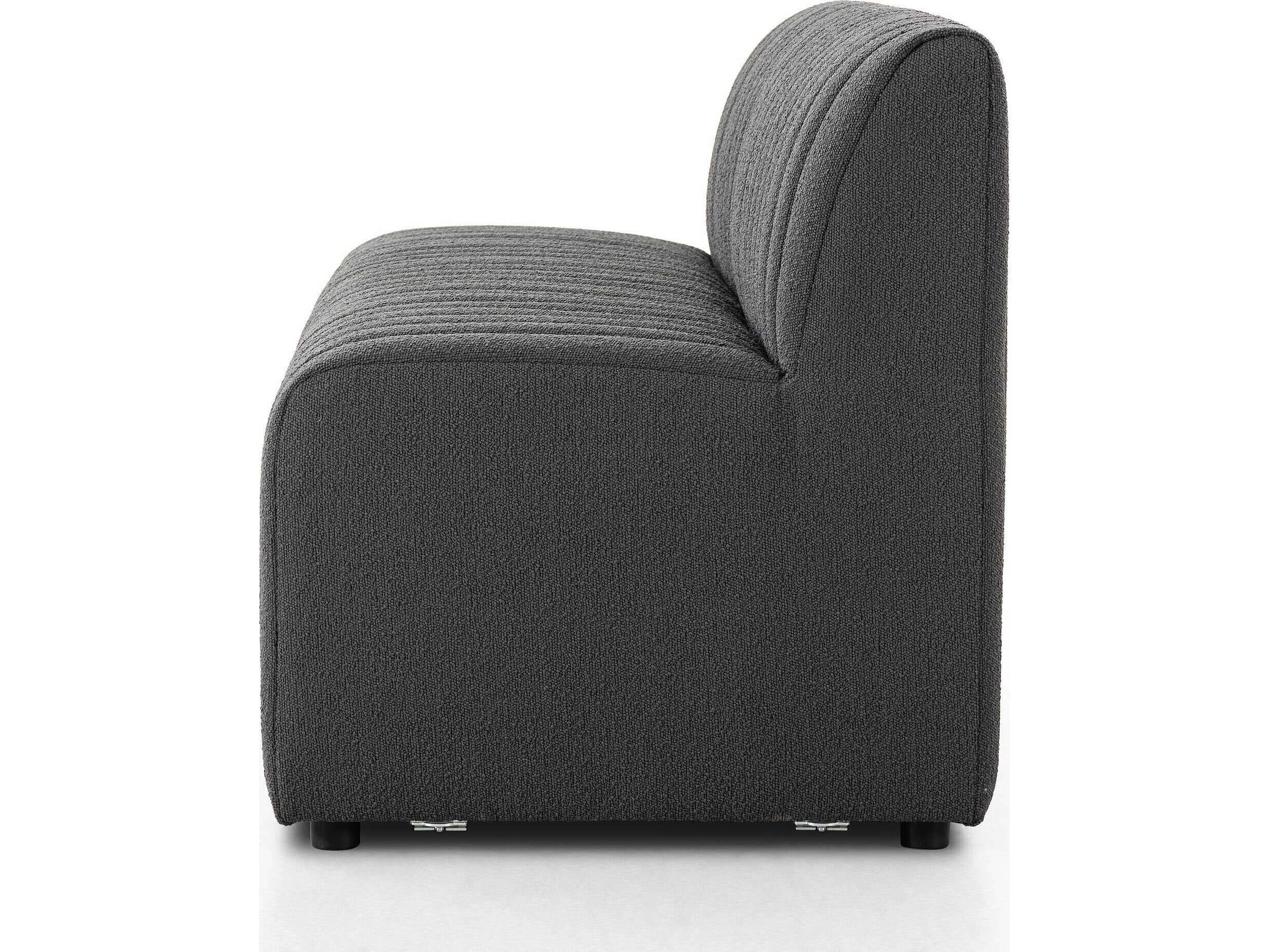 Four Hands Grayson Fiqa Boucle Charcoal Black Upholstered Accent Bench