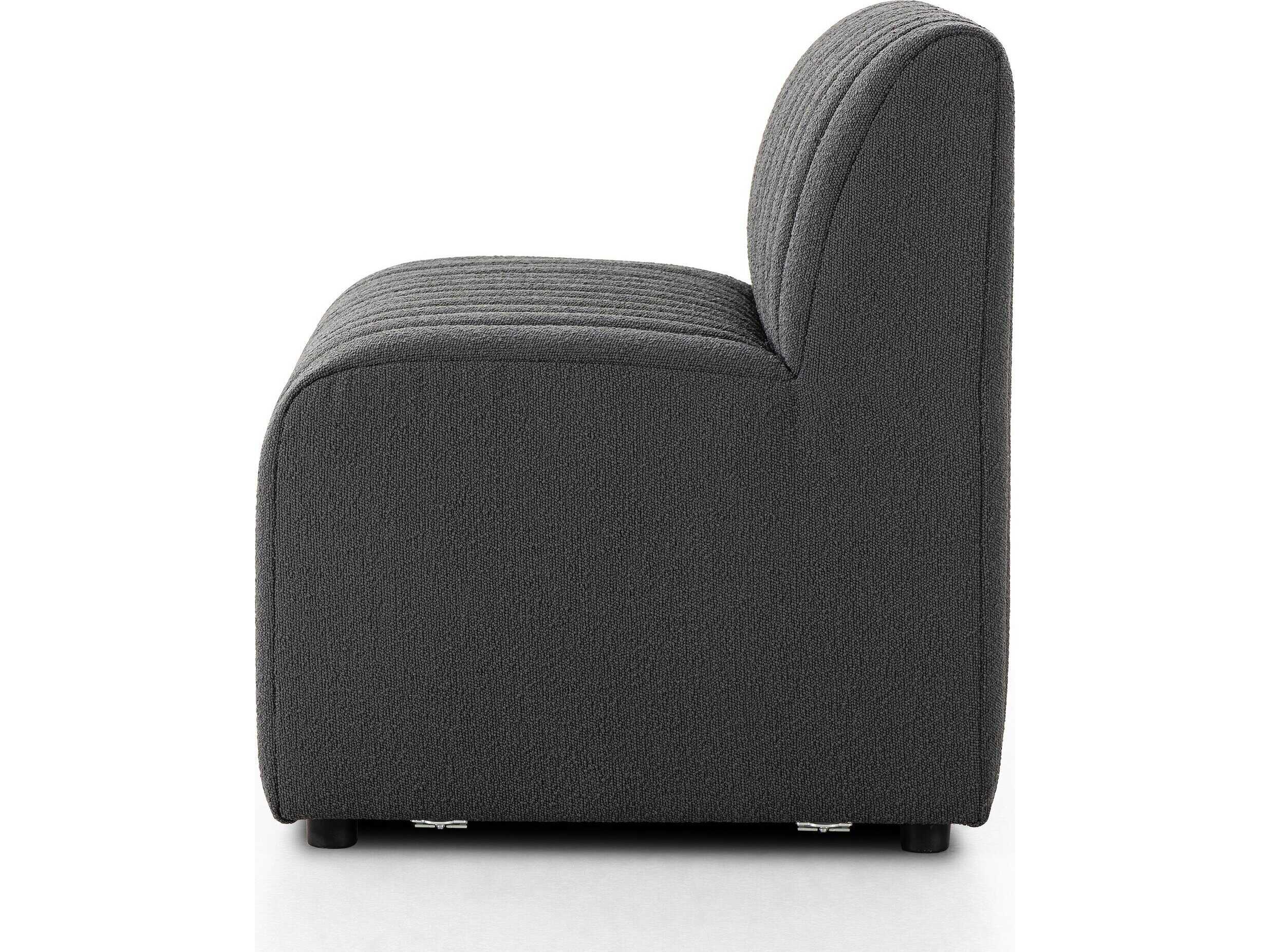 Four Hands Grayson Augustine FIQA Boucle Charcoal Upholstered Dining Banquette