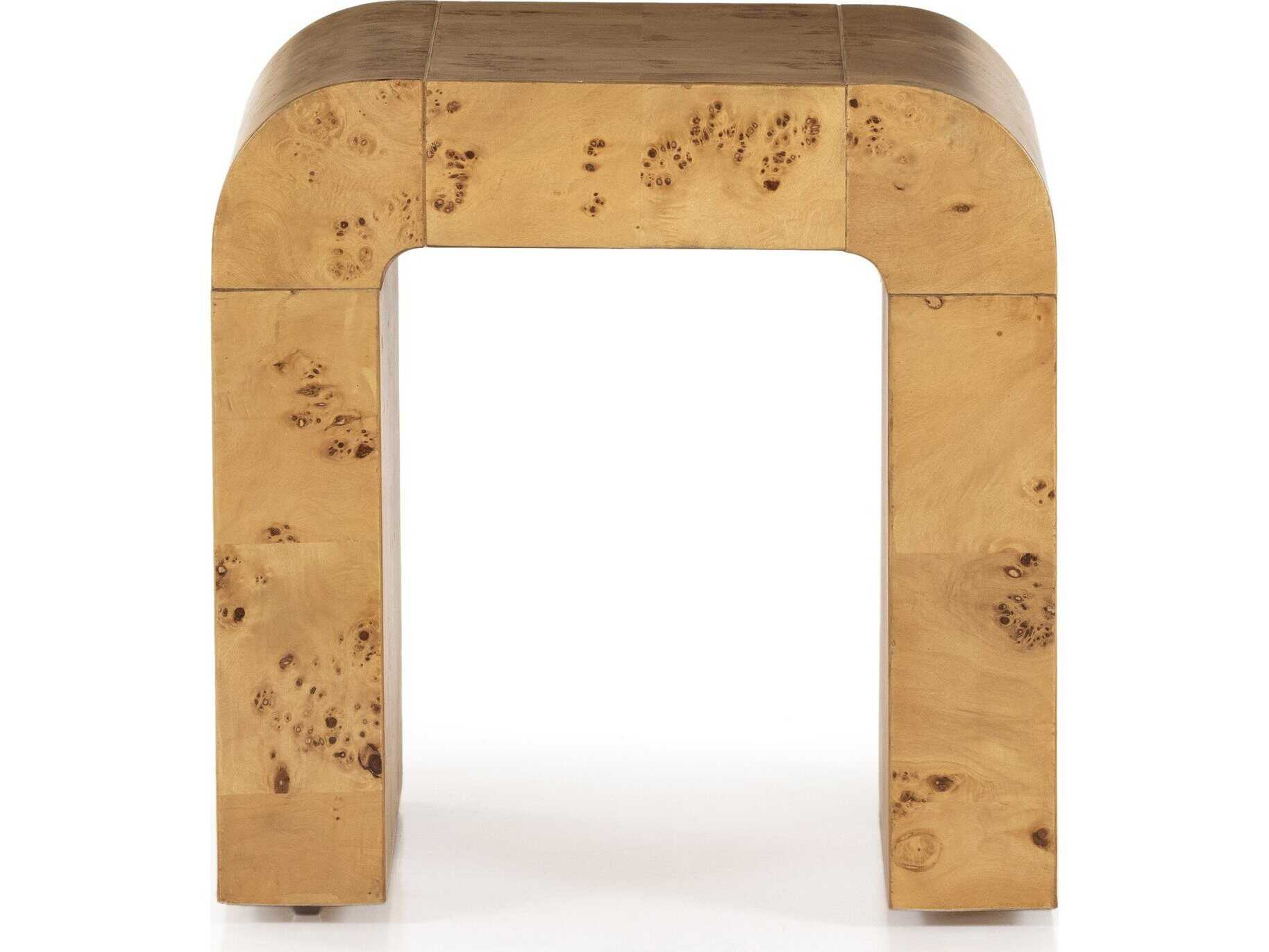 Four Hands Belfast Jenson Square Wood Natural Poplar Burl Veneer End Table