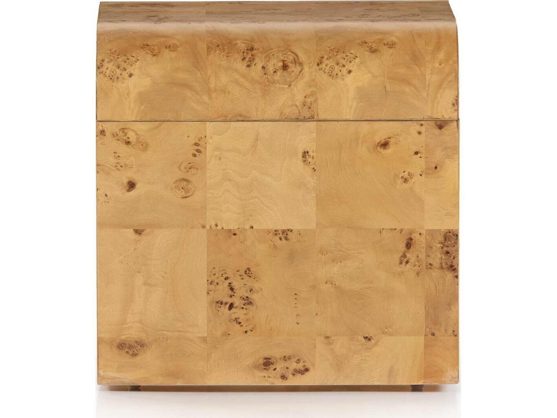 Four Hands Belfast Jenson Square Wood Natural Poplar Burl Veneer End Table