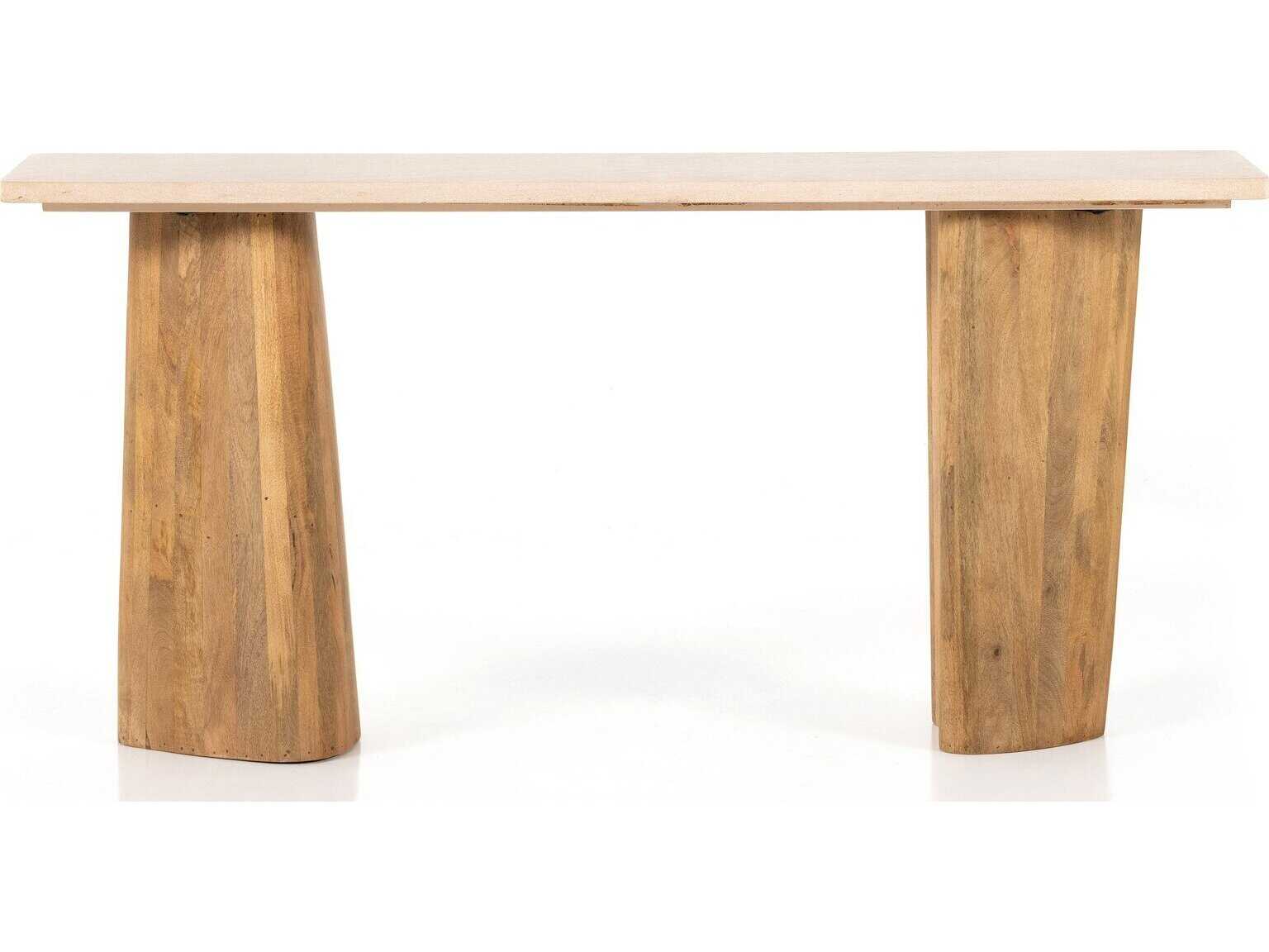 Four Hands Merritt Myla Rectangular Auburn Mango Sand Stone Console Table