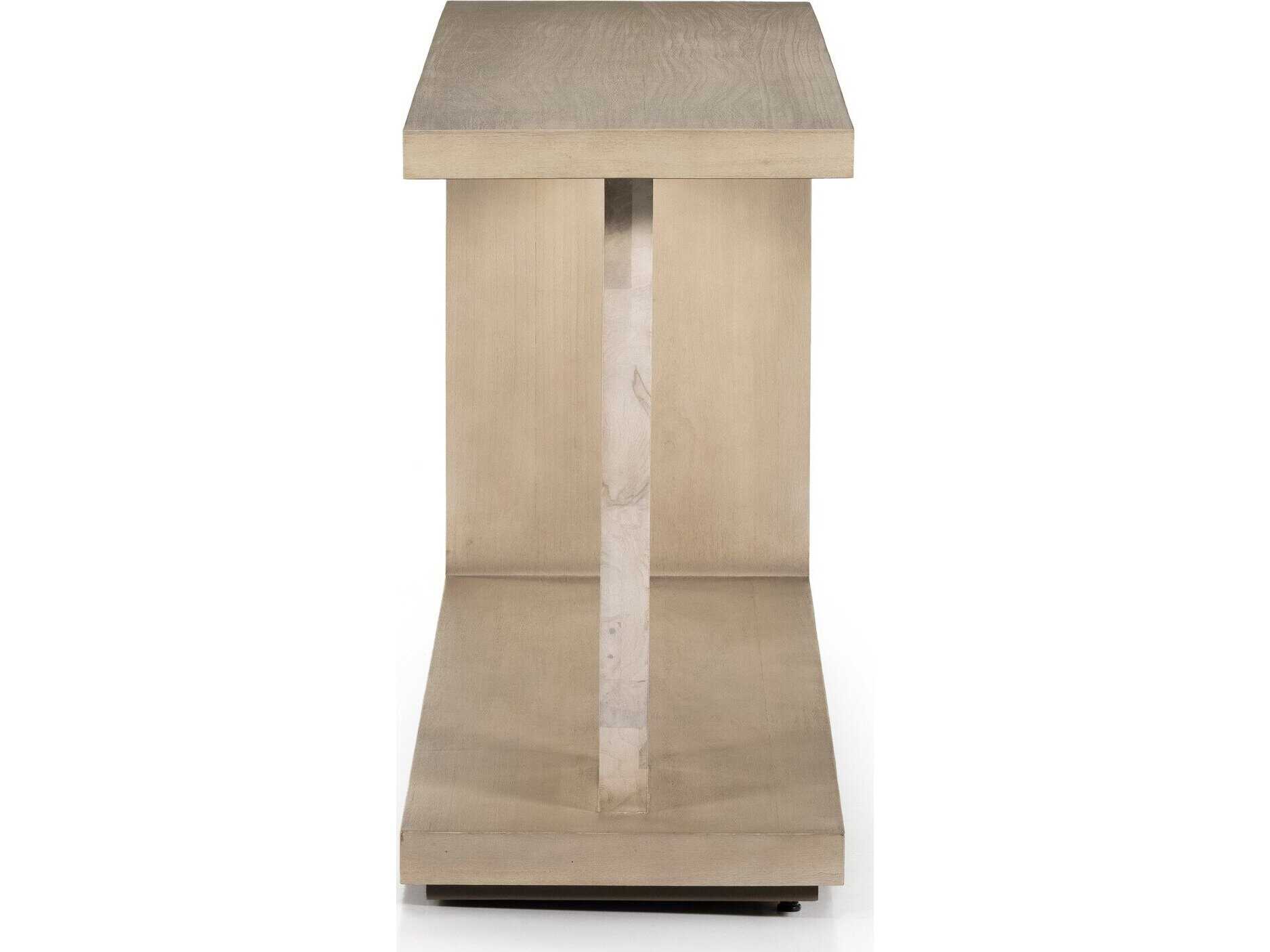 Four Hands Wesson Darian Rectangular Wood White Mahogany Bleached Burl Beige Console Table