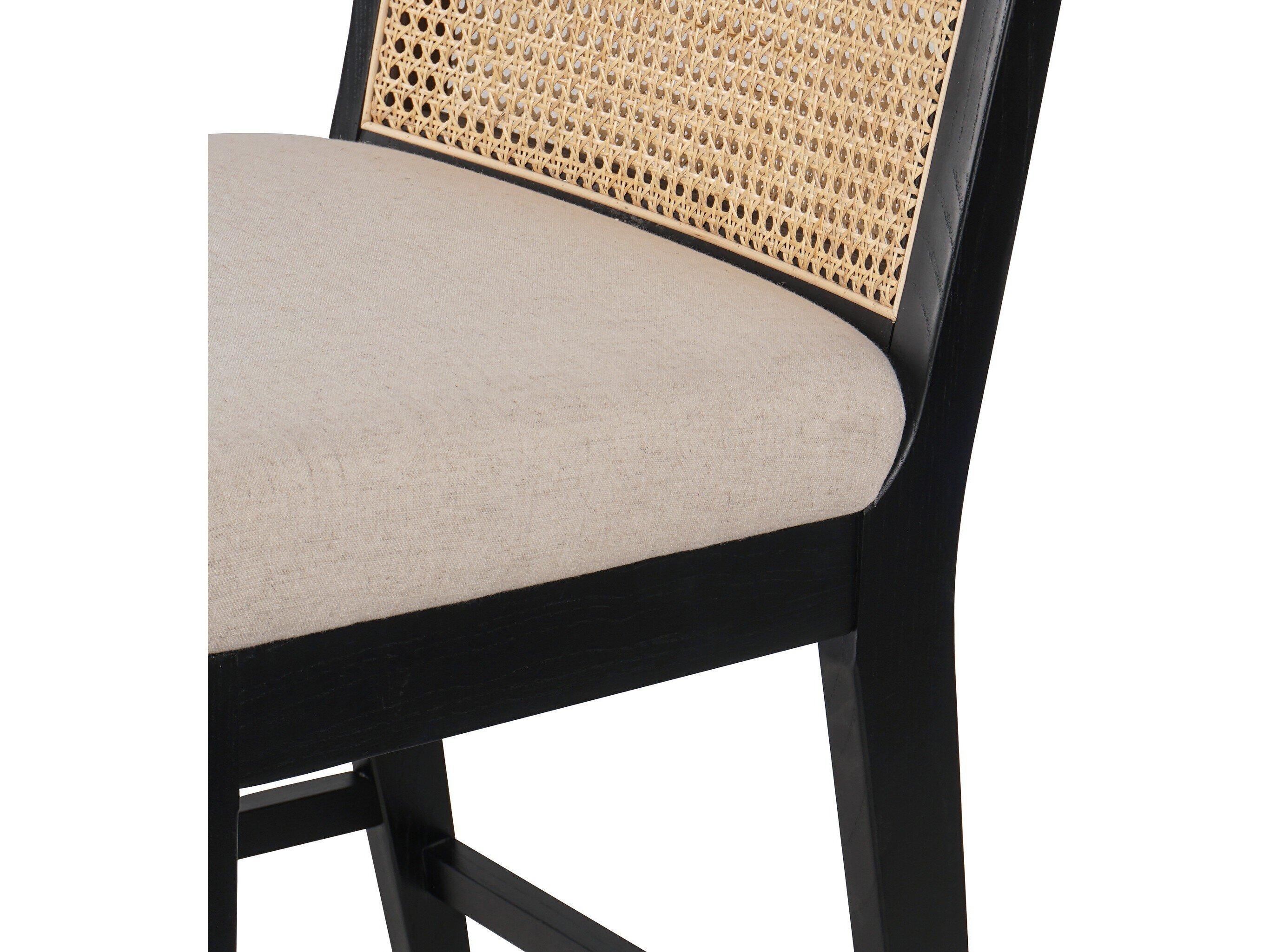 Four Hands Keston Antonia Savile Flax Upholstered Cane Armless Bar Stool