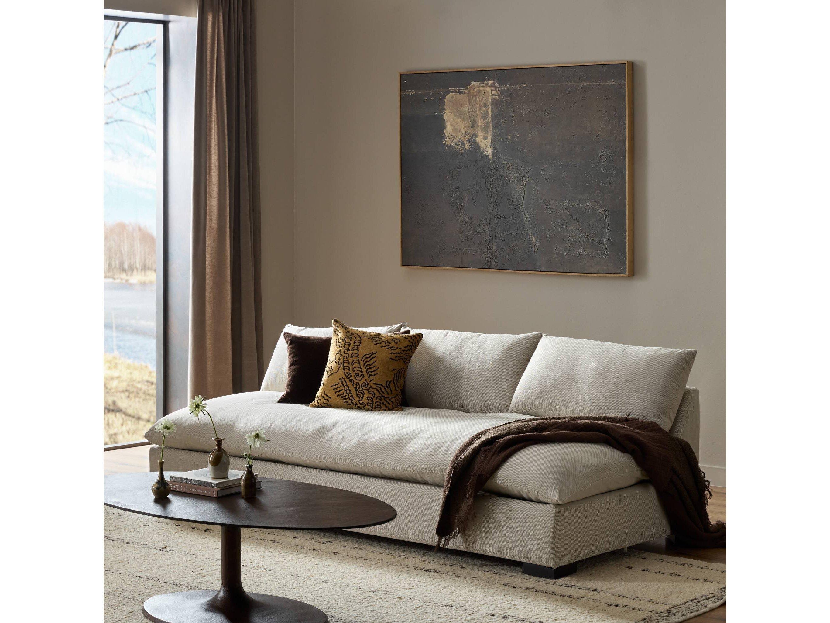 Four Hands Atelier Grant Ashby Oatmeal Espresso Beige Upholstered Sofa