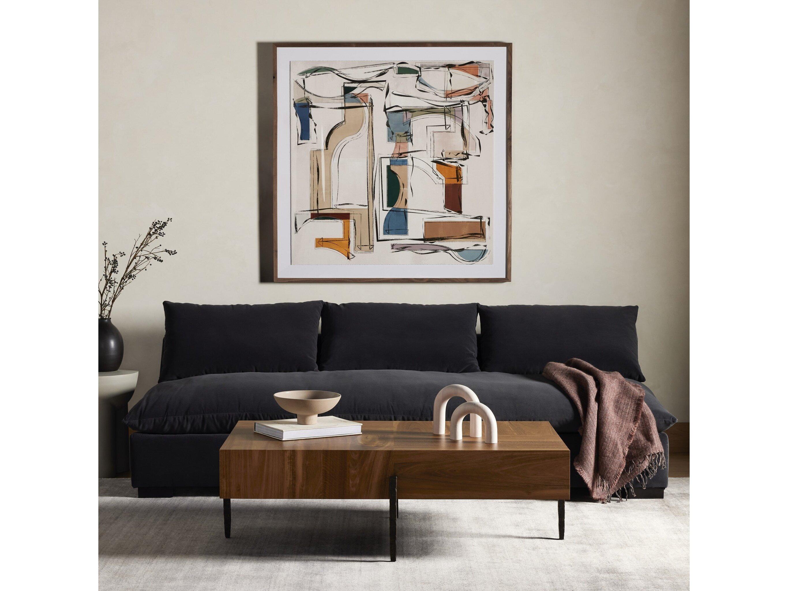 Four Hands Atelier Grant Henry Charcoal Espresso Gray Upholstered Sofa