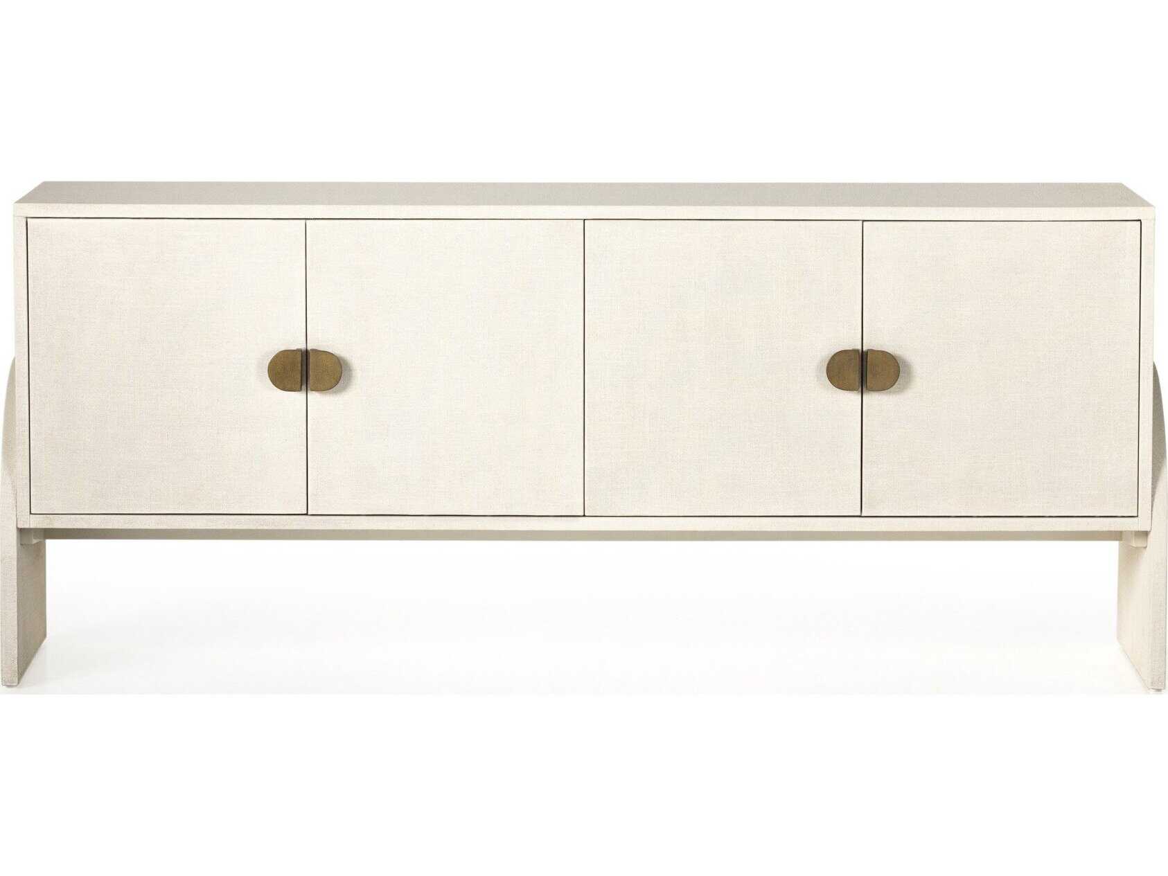 Four Hands Callahan Cressida 72" Ivory Painted Linen Light Antique Brass Sideboard