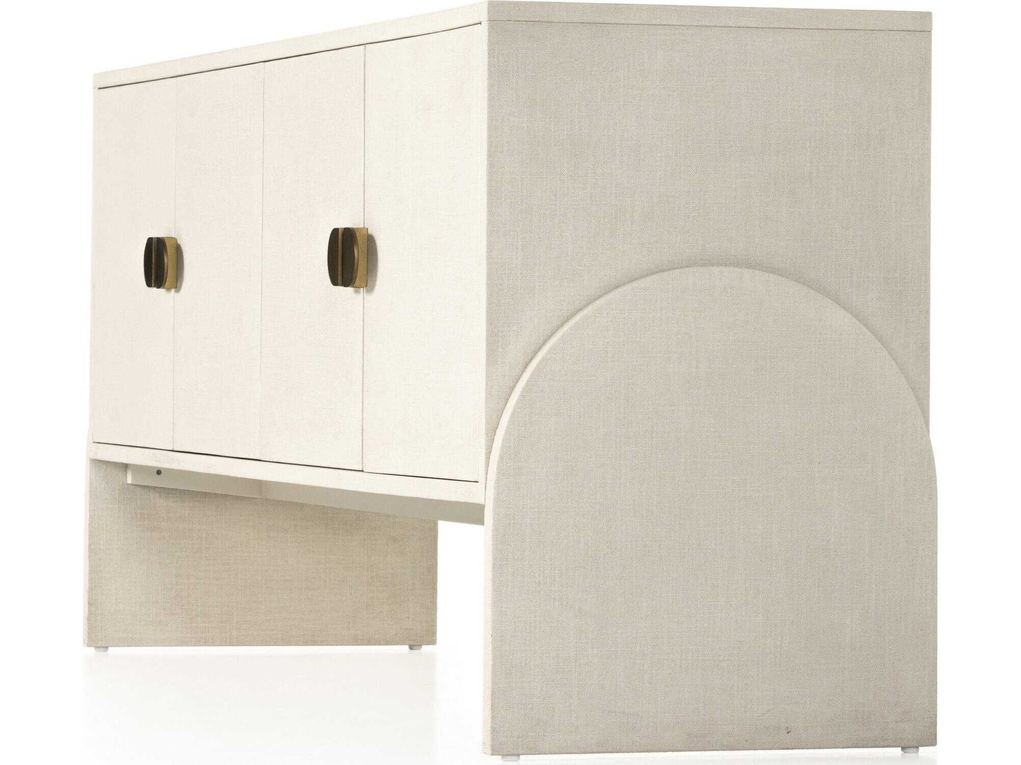 Luxecor Globetrotter Cressida 72" Ivory Painted Linen Light Antique Brass Sideboard