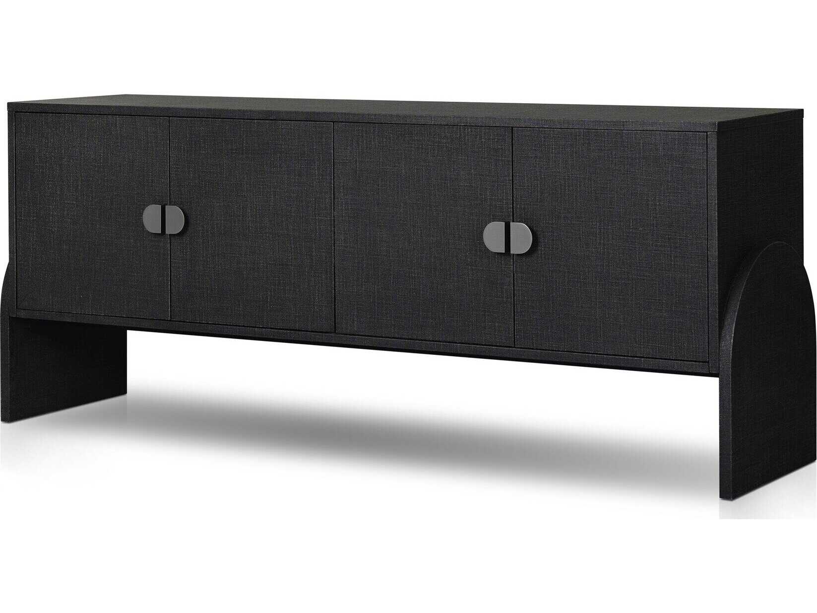Four Hands Callahan Cressida 72" Black Linen Gunmetal Sideboard