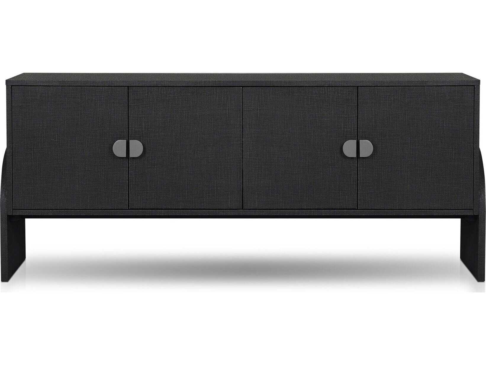 Four Hands Callahan Cressida 72" Black Linen Gunmetal Sideboard