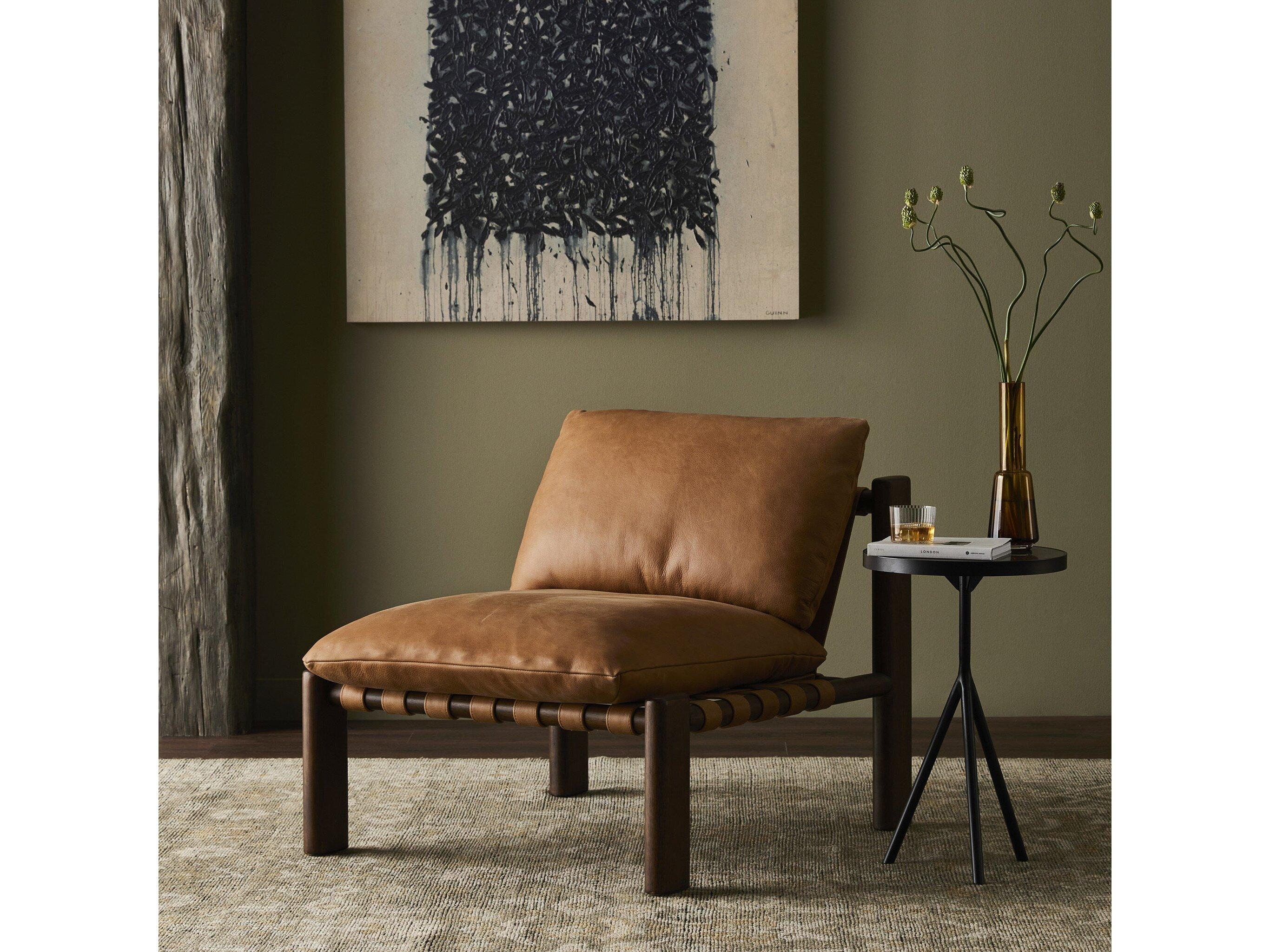 Four Hands Bolton Shelton Brown Leather Accent Chair