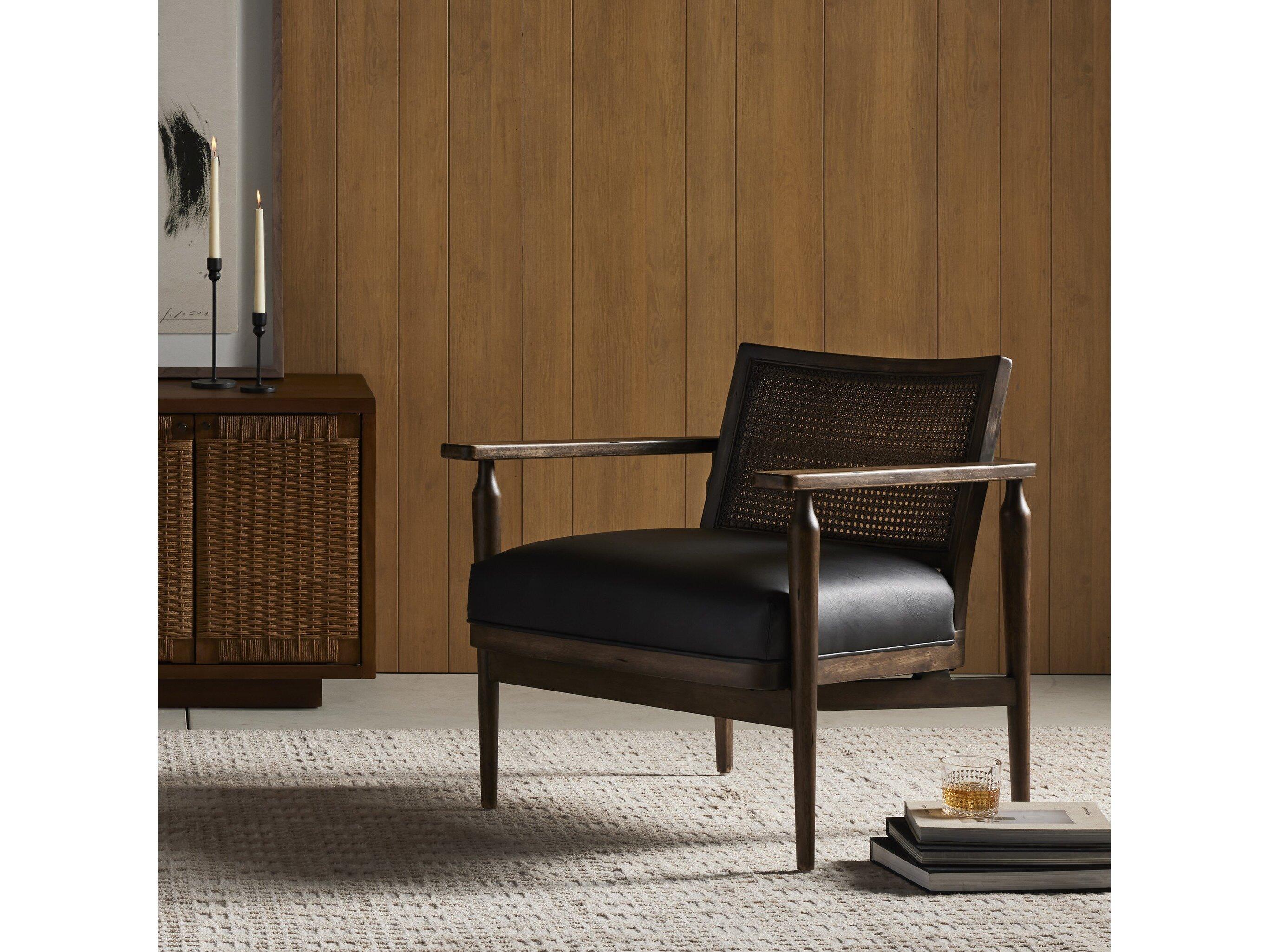 Four Hands Kensington Xavier Black Leather Accent Chair
