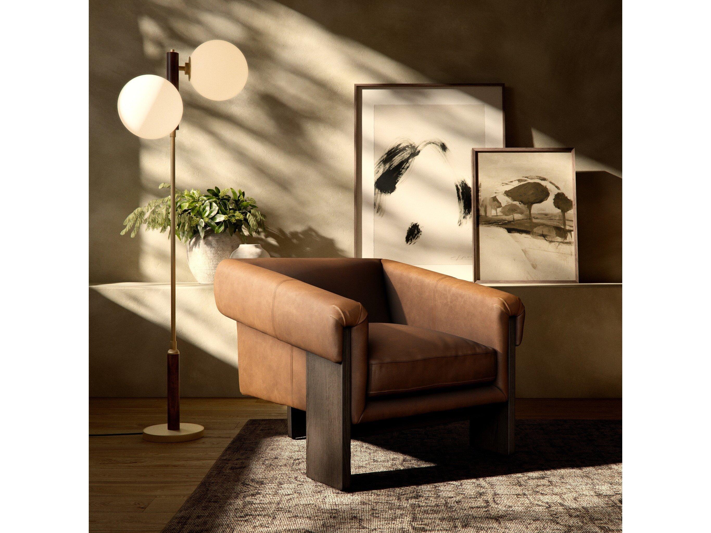 Four Hands Townsend Cairo Brown Leather Accent Chair