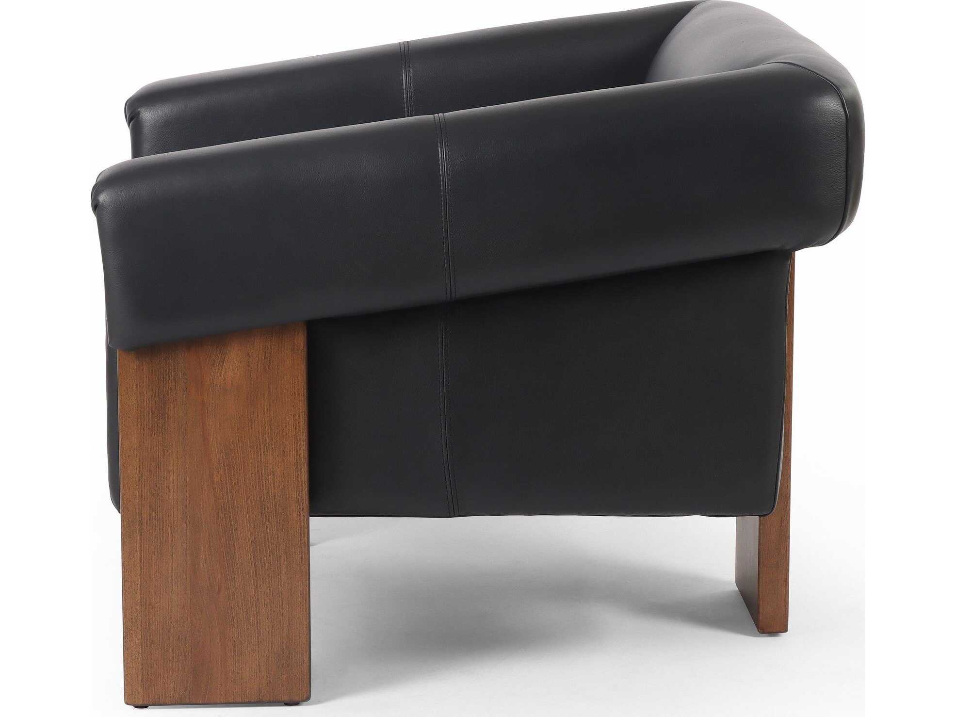 Four Hands Townsend Cairo Harrison Black Leather Accent Chair