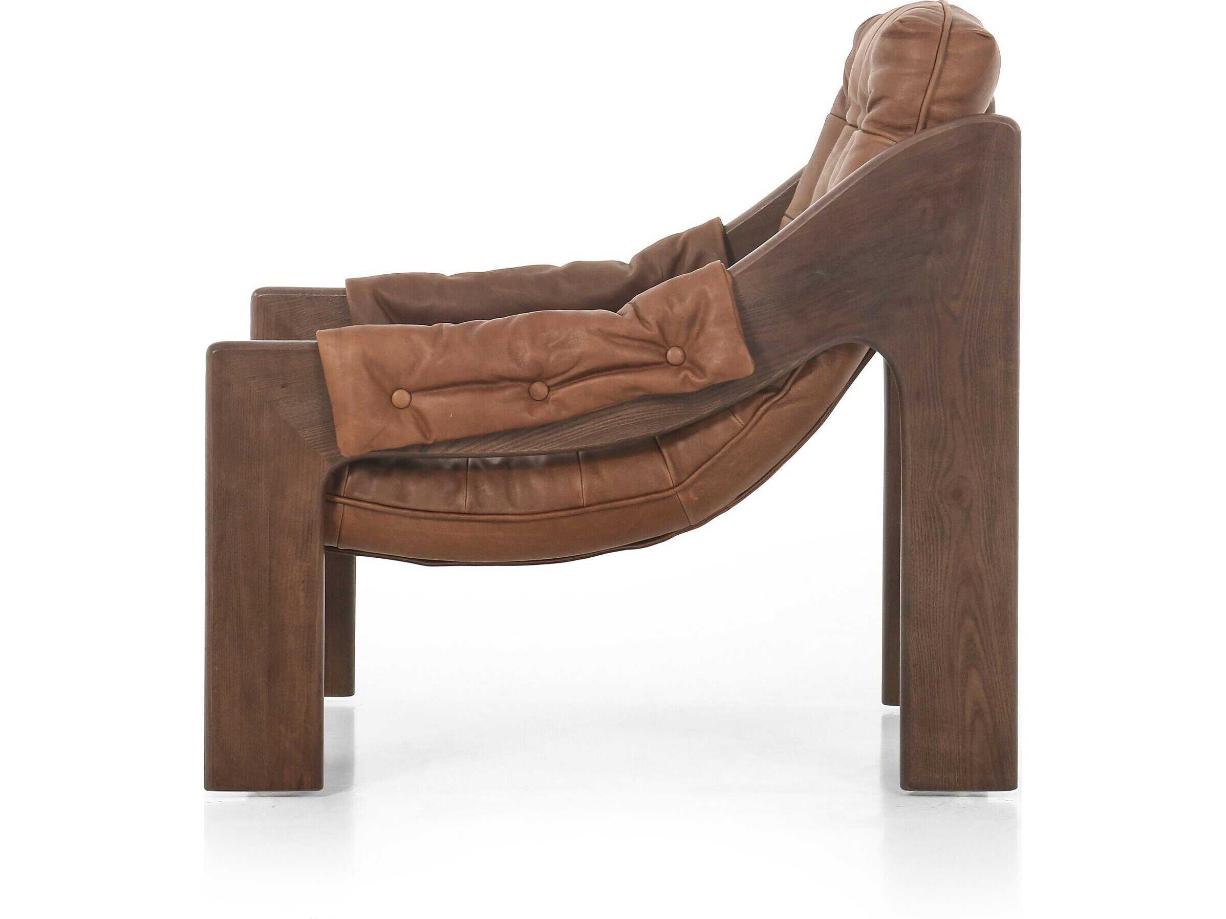 Four Hands Kensington Halston Brown Leather Accent Chair