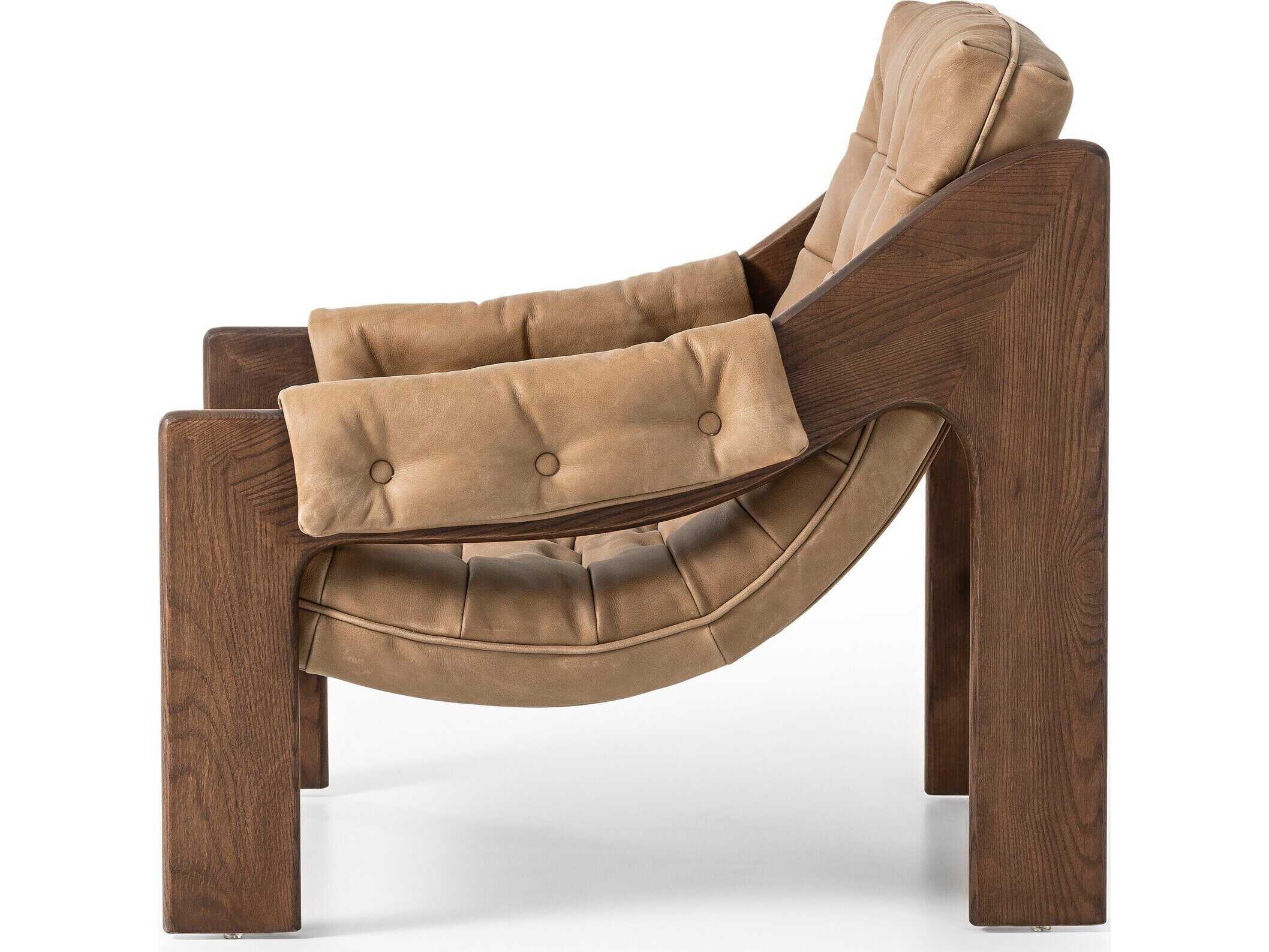 Four Hands Kensington Halston Beige Leather Accent Chair