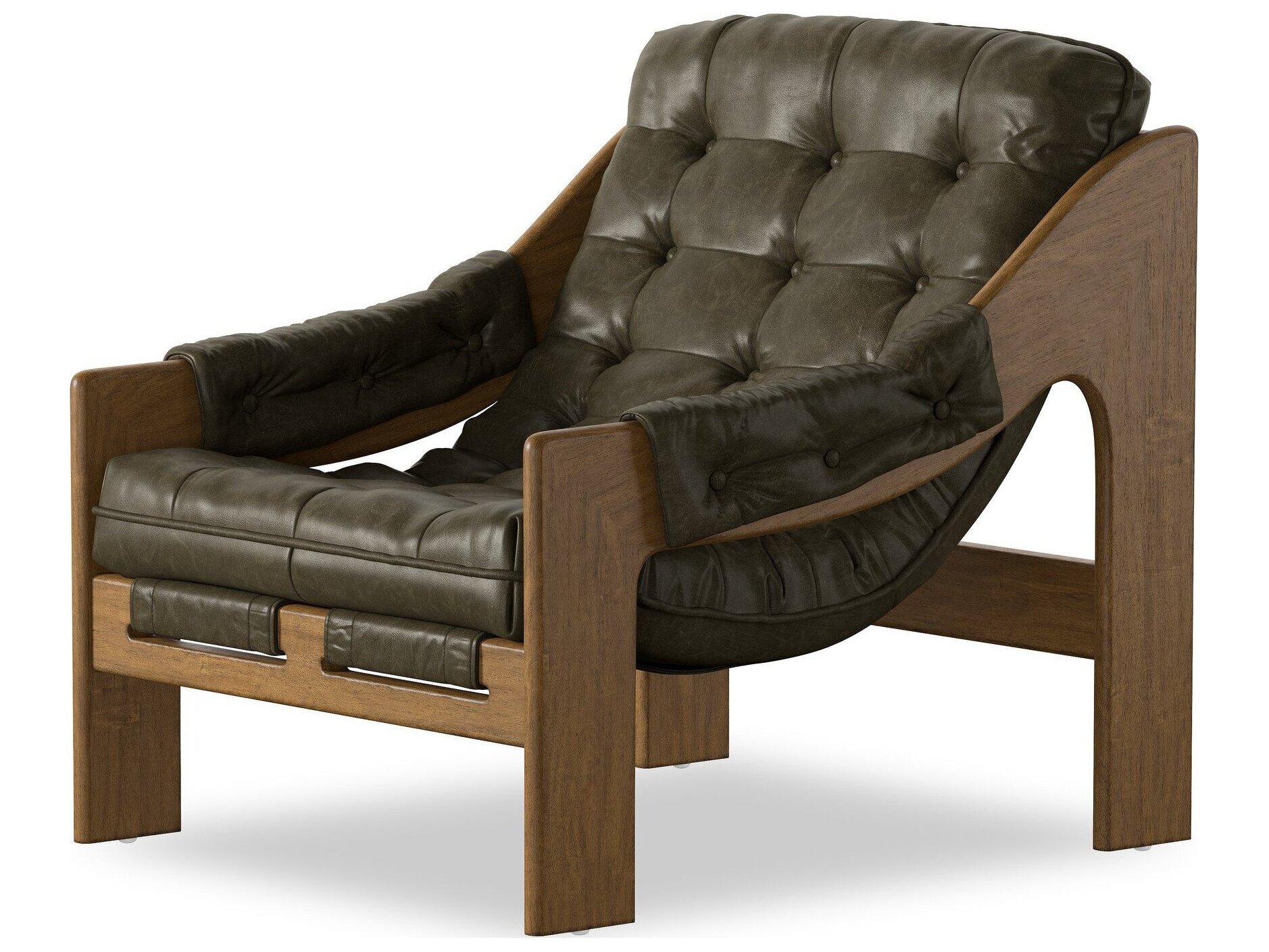 Four Hands Kensington Dulane Moss Leather Accent Chair