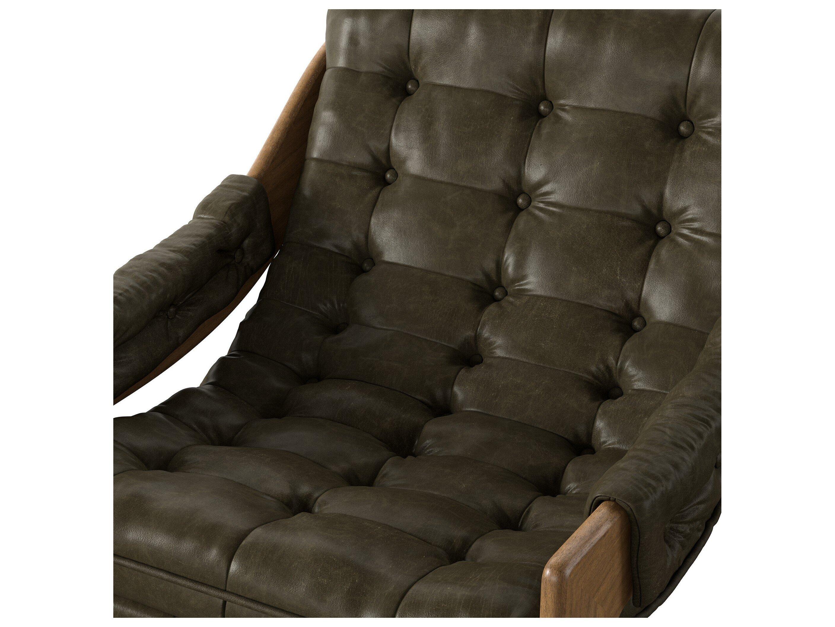 Four Hands Kensington Dulane Moss Leather Accent Chair