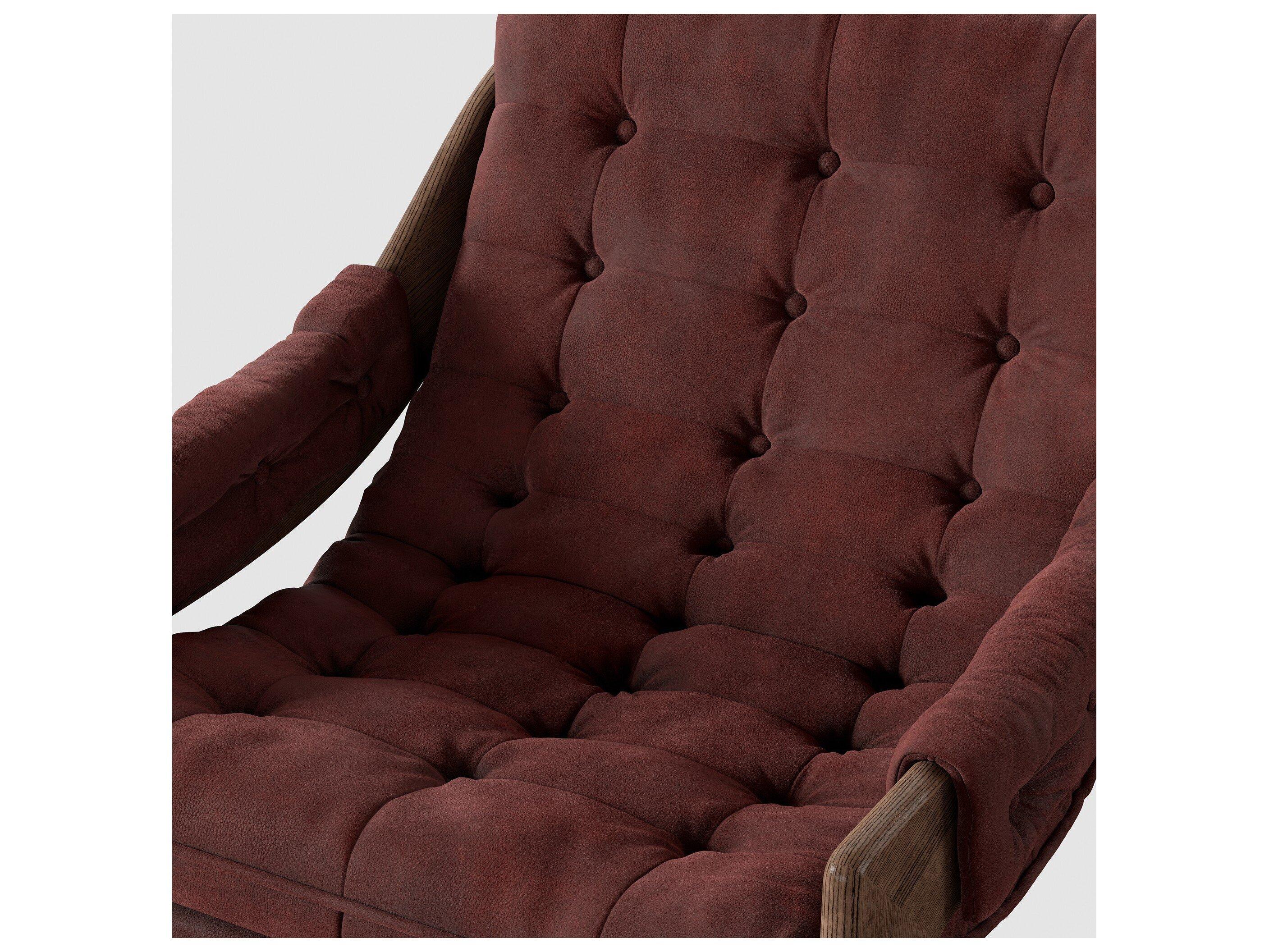 Four Hands Kensington Nubuck Burgundy Leather Accent Chair