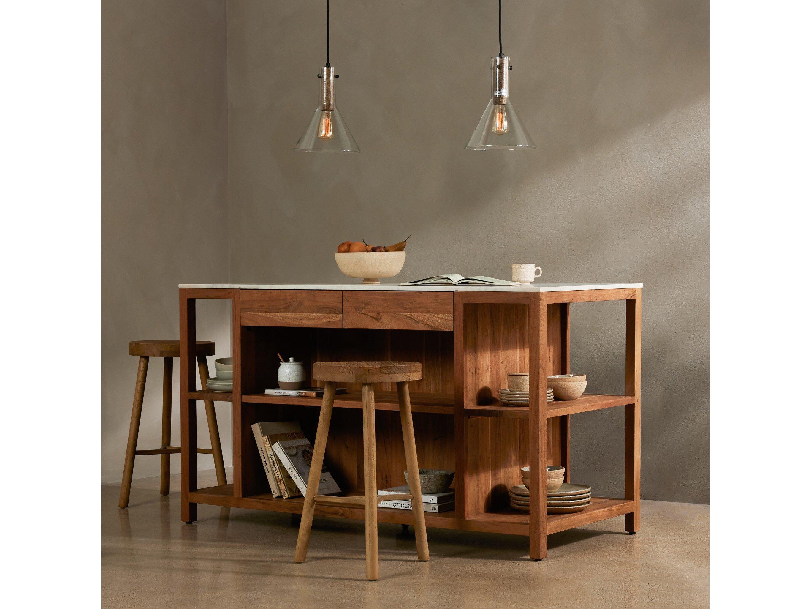 Four Hands Truett Indira White Marble Kitchen Island