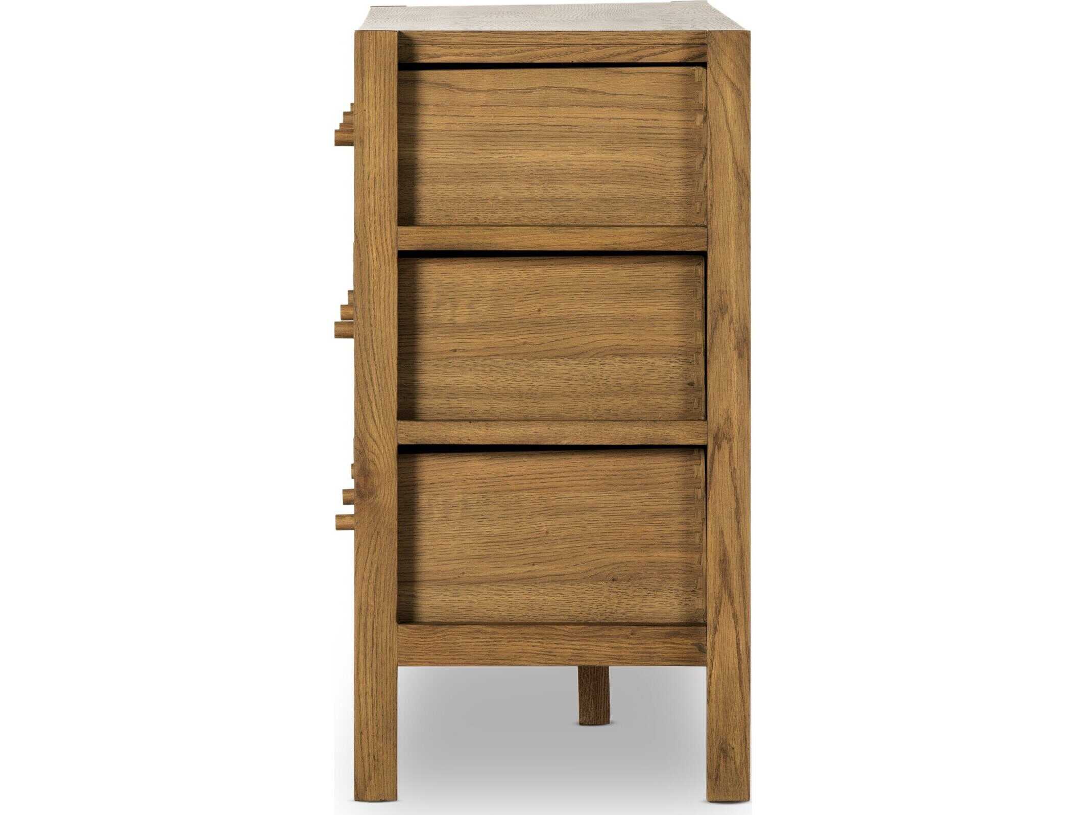 Four Hands Haiden Meadow 6-Drawers Brown Oak Wood Double Dresser