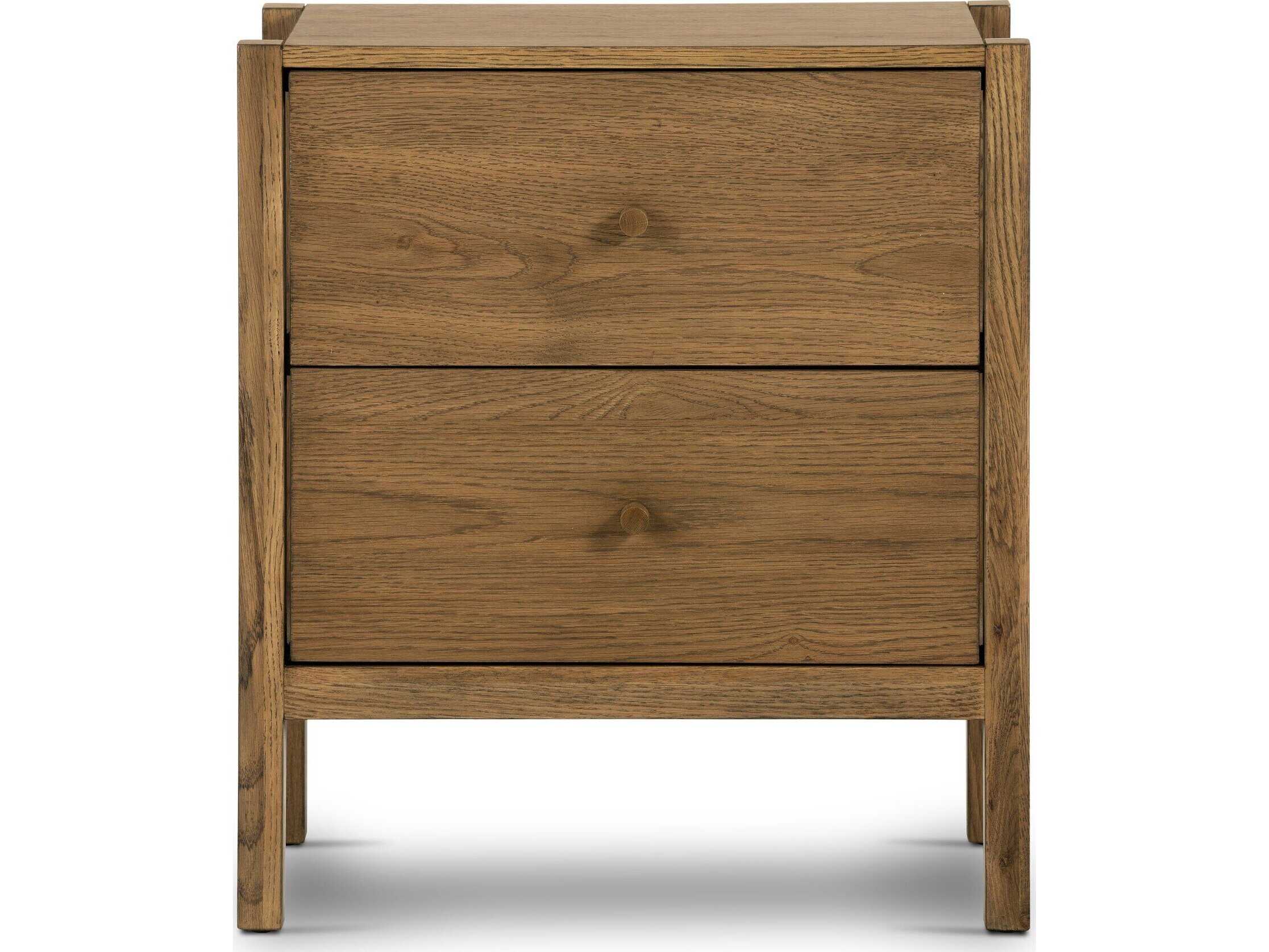 Four Hands Haiden Meadow 2-Drawers Brown Oak Wood Nightstand