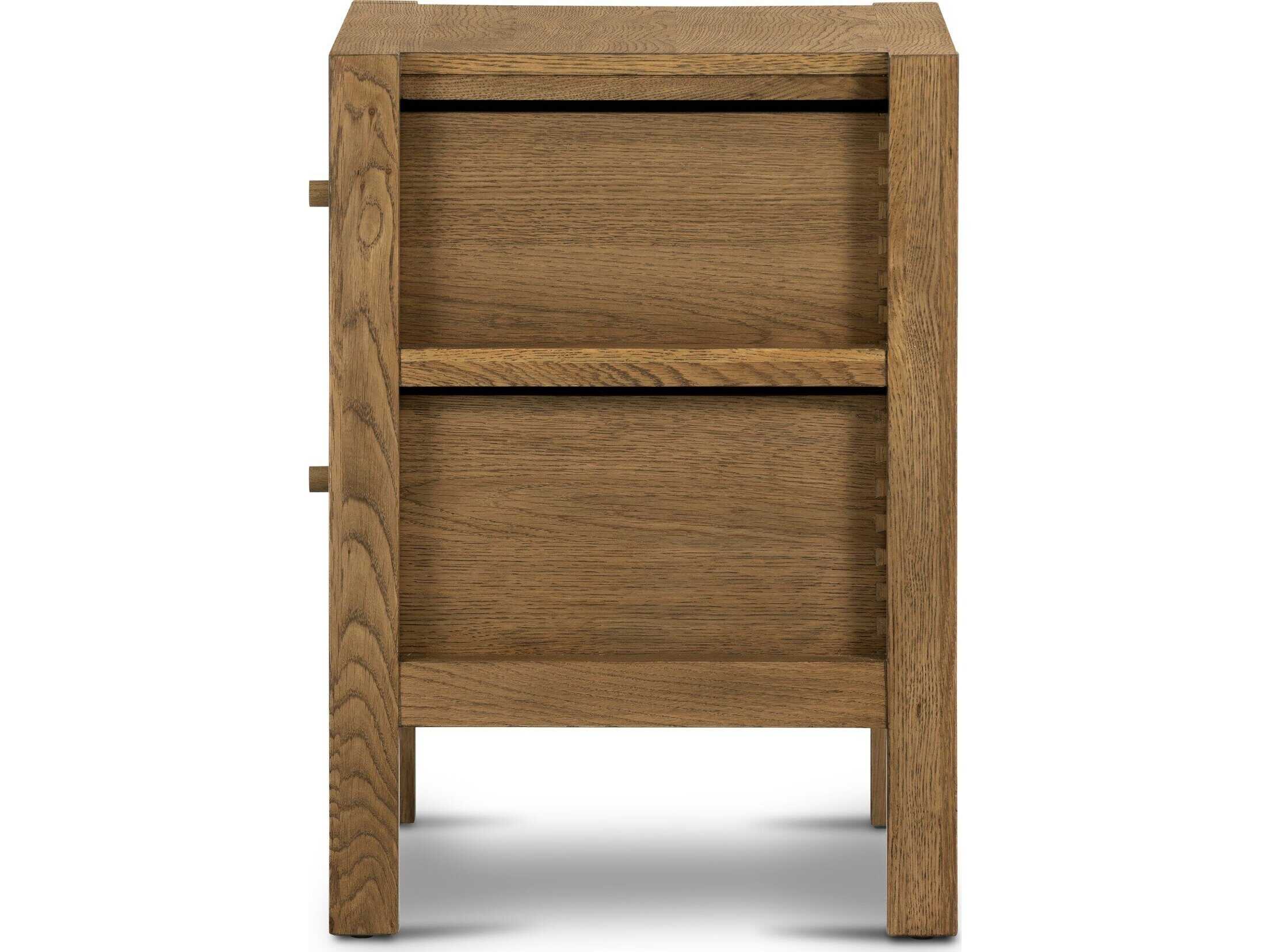 Four Hands Haiden Meadow 2-Drawers Brown Oak Wood Nightstand