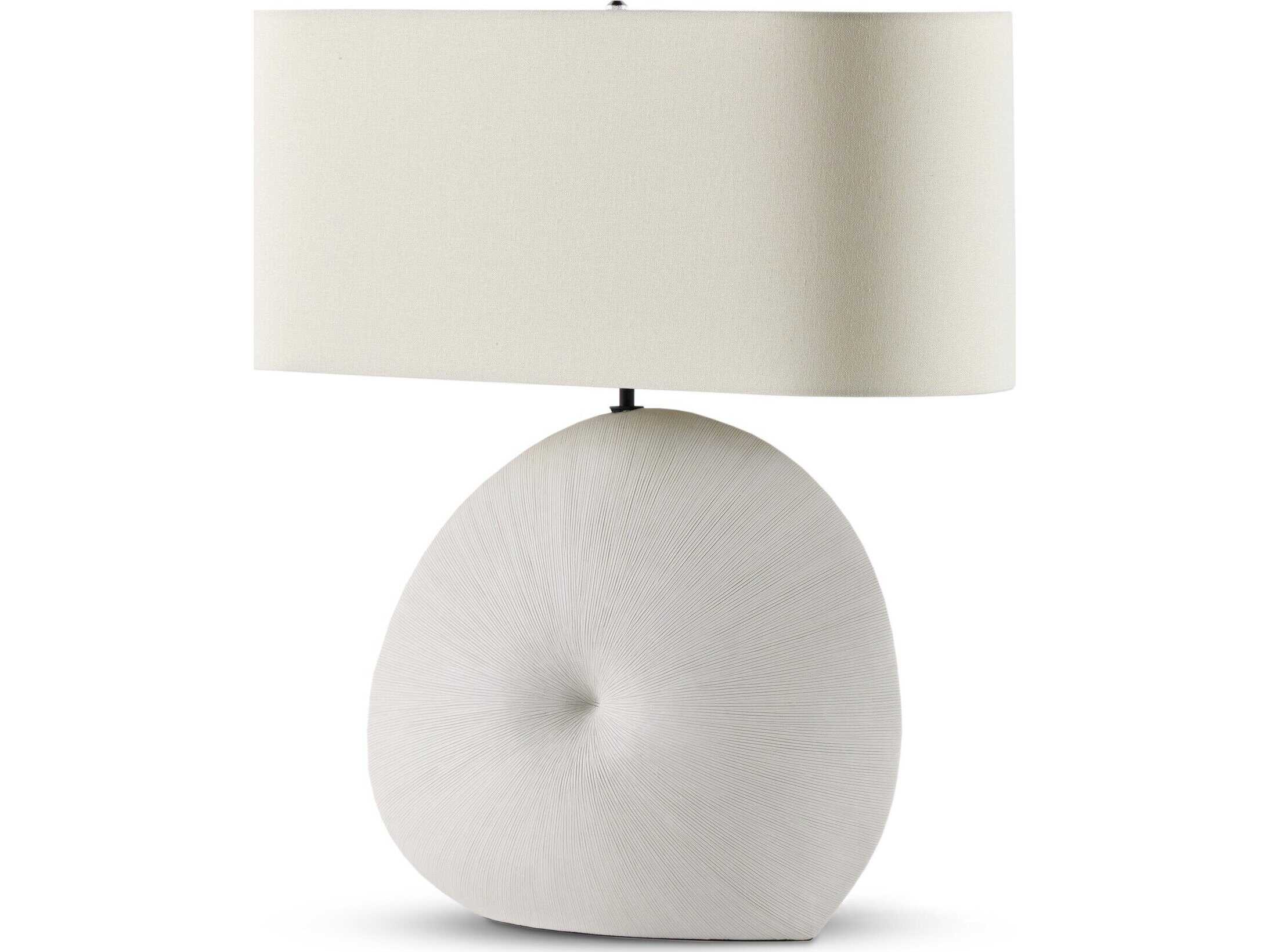 Four Hands Ryker Busaba Textured Matte White Porcelain Ceramic LED Table Lamp