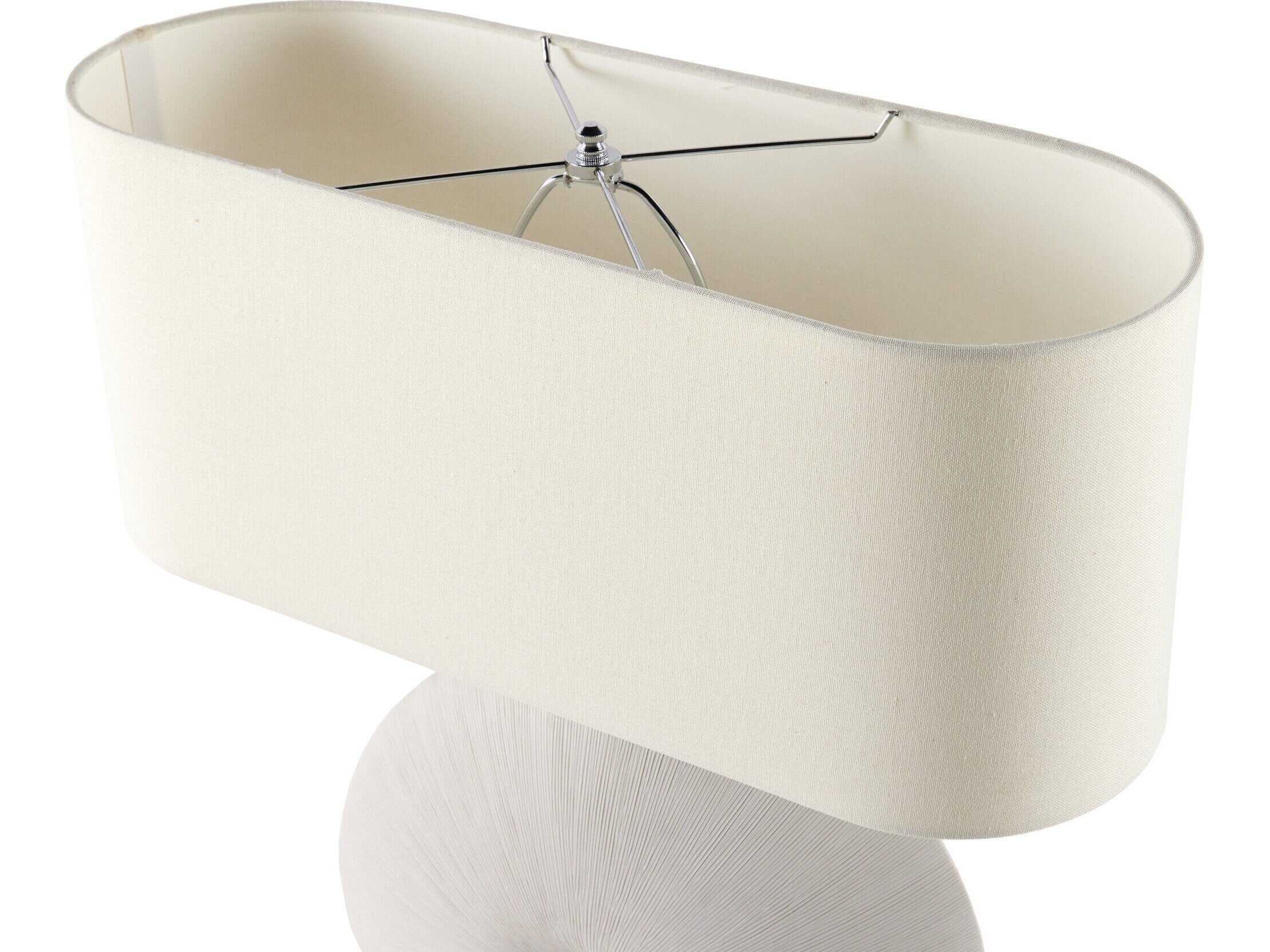 Four Hands Ryker Busaba Textured Matte White Porcelain Ceramic LED Table Lamp