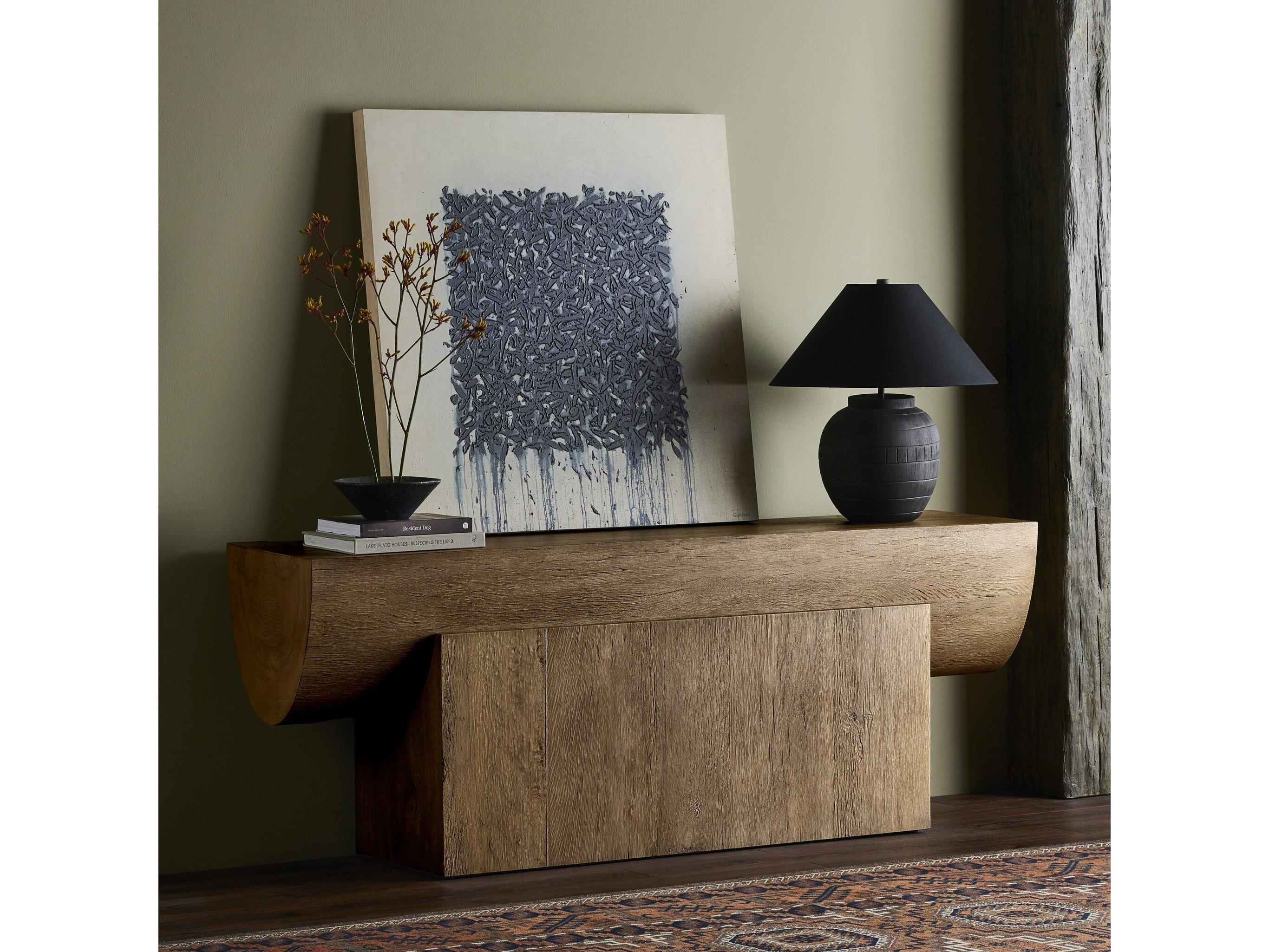 Four Hands Wesson Elbert Rectangular Wood Rustic Oak Veneer Natural Ash Console Table