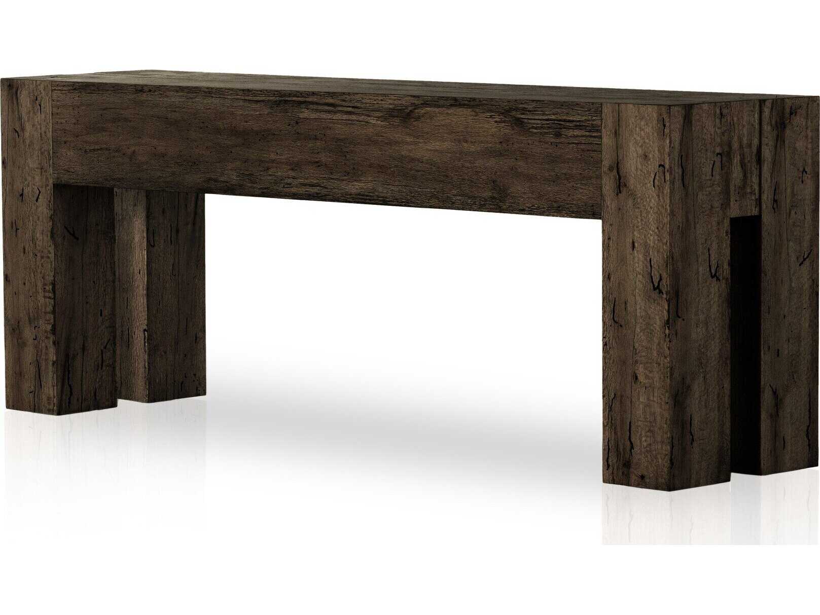 Four Hands Wesson Abaso Rectangular Ebony Rustic Wormwood Oak Console Table