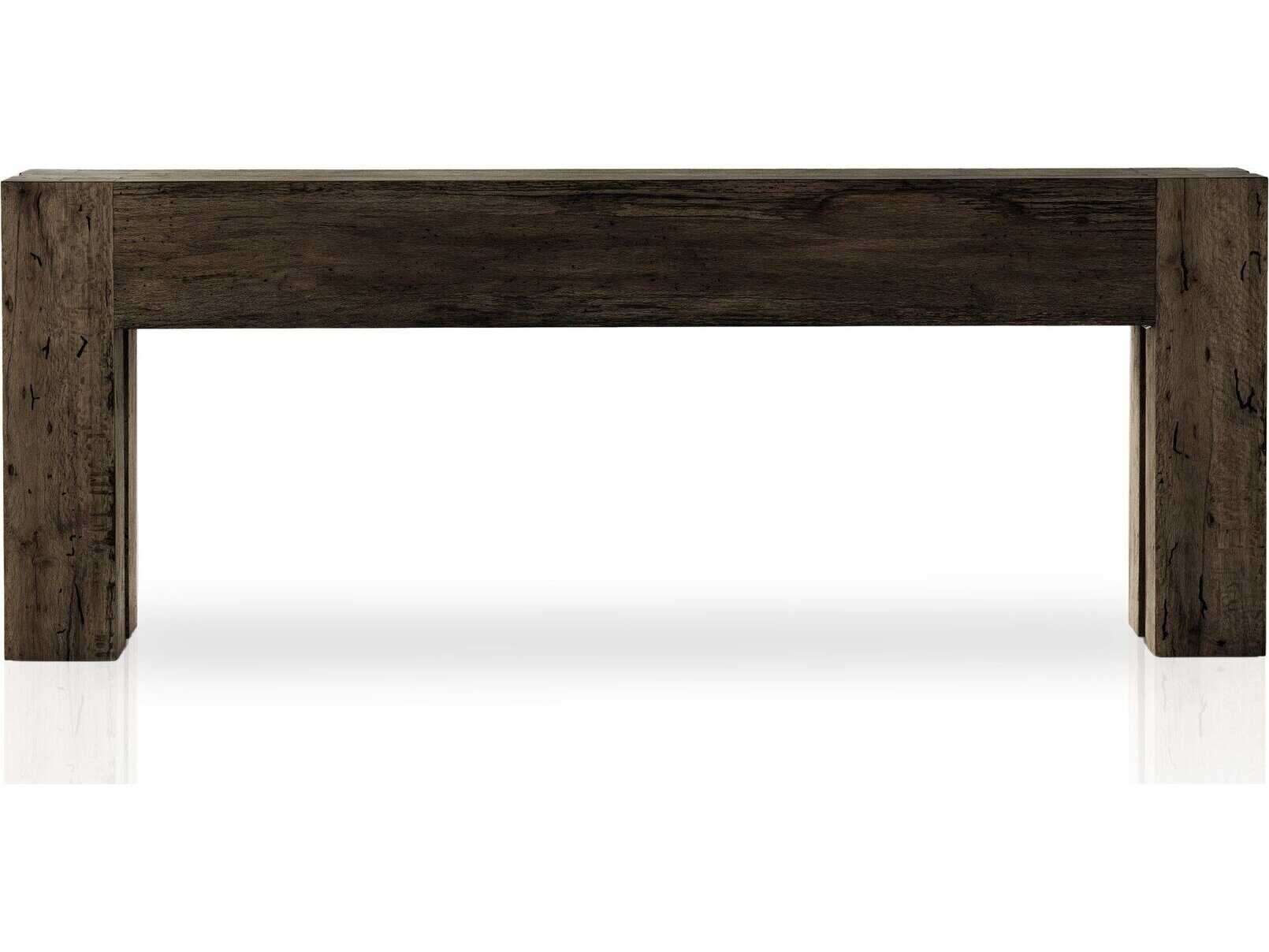 Four Hands Wesson Abaso Rectangular Ebony Rustic Wormwood Oak Console Table