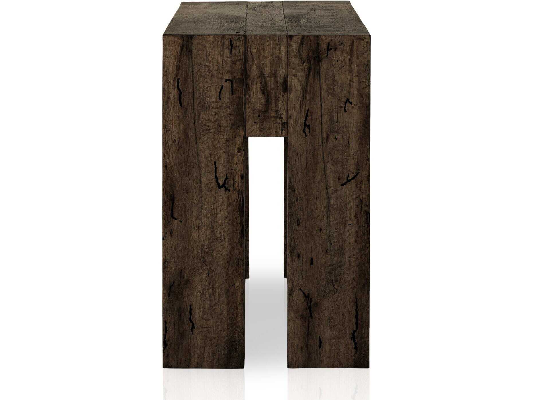 Four Hands Wesson Abaso Rectangular Ebony Rustic Wormwood Oak Console Table
