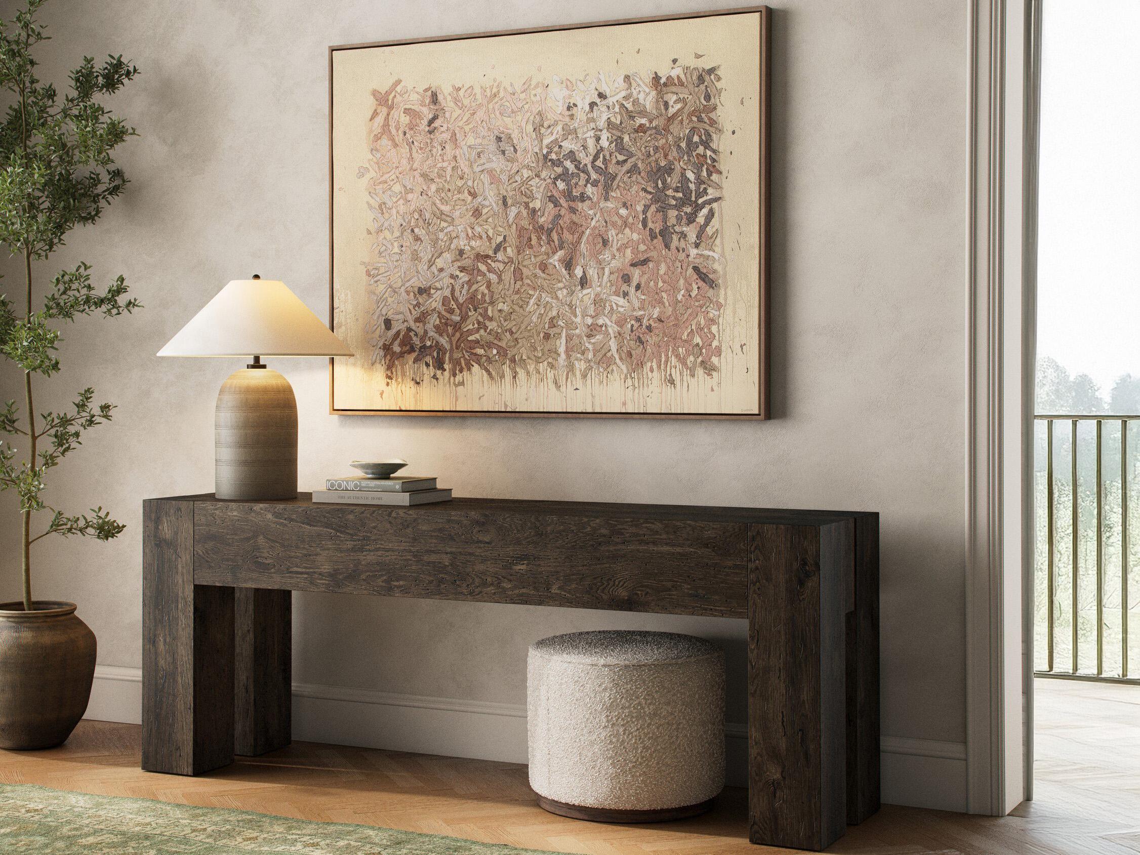 Four Hands Wesson Abaso Rectangular Ebony Rustic Wormwood Oak Console Table