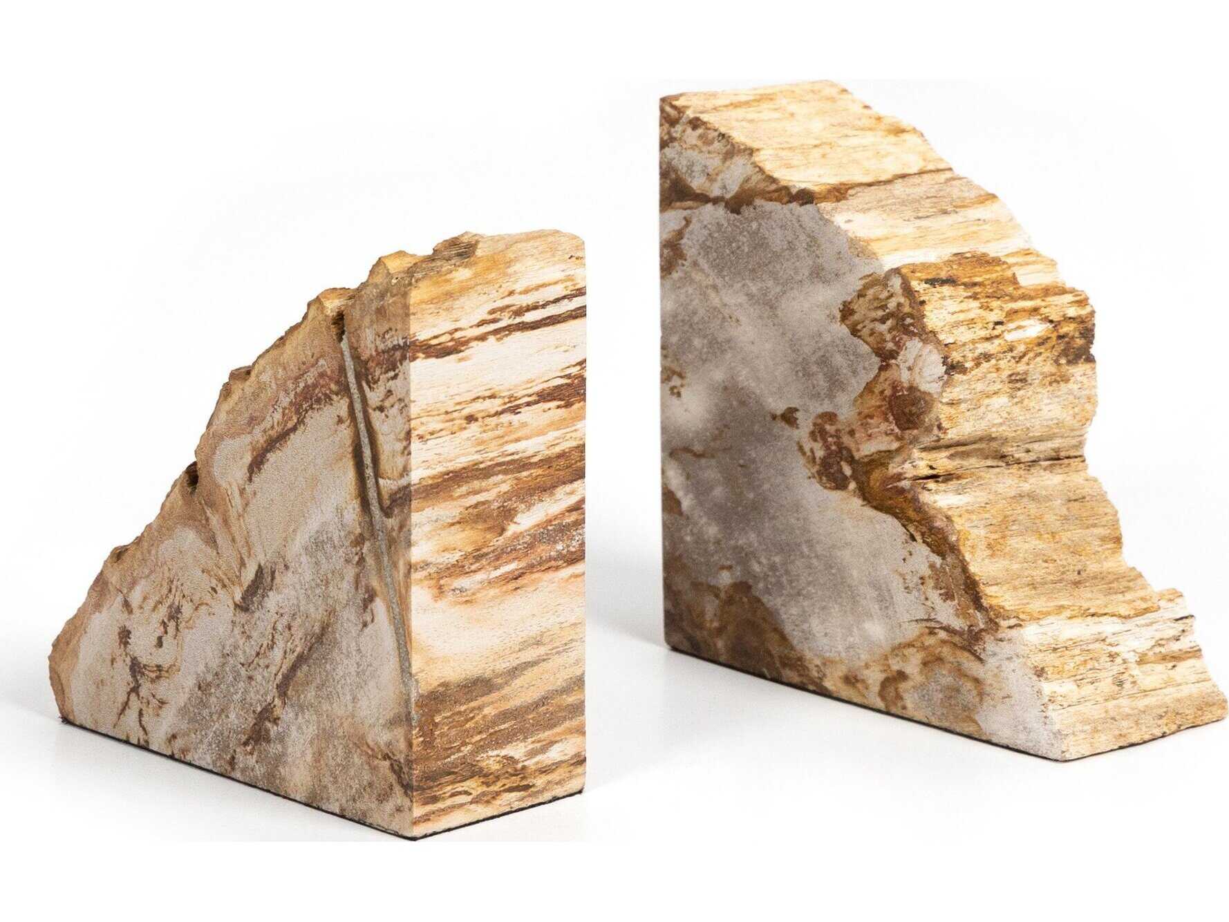 Four Hands Palu Light Petrified Wood Bookends