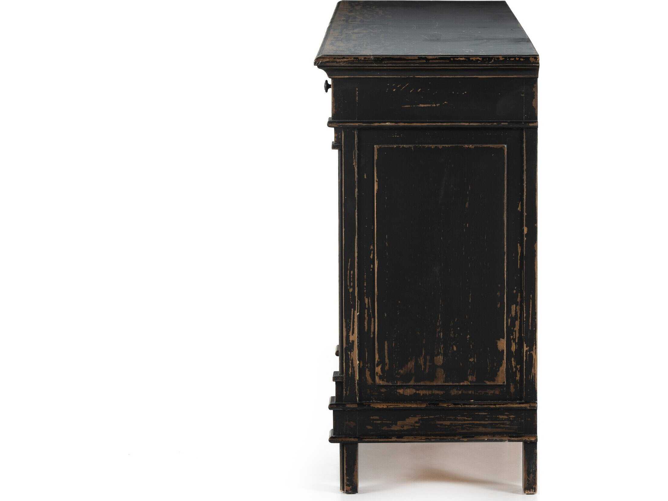 Four Hands Cordella Marjorie 96" Pine Wood Distressed Black Sideboard