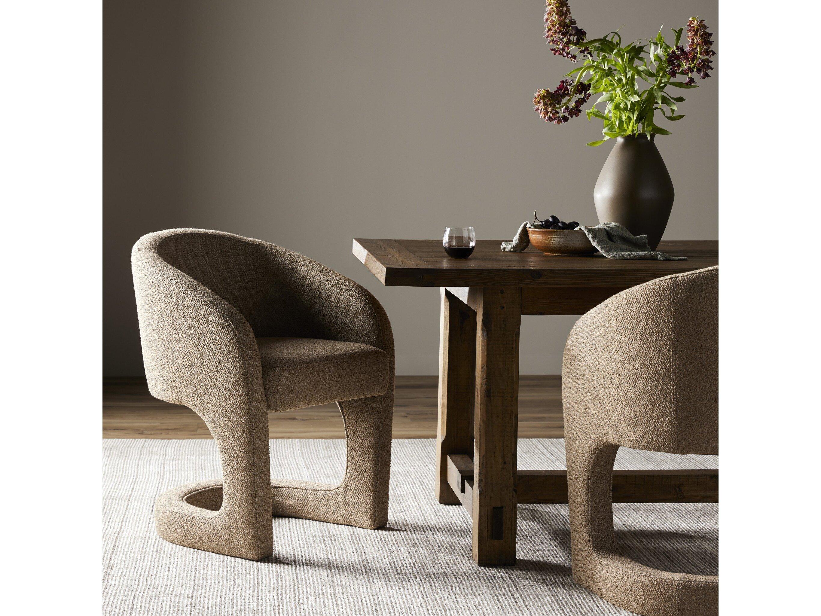 Four Hands Grayson Reynold Beige Upholstered Arm Dining Chair