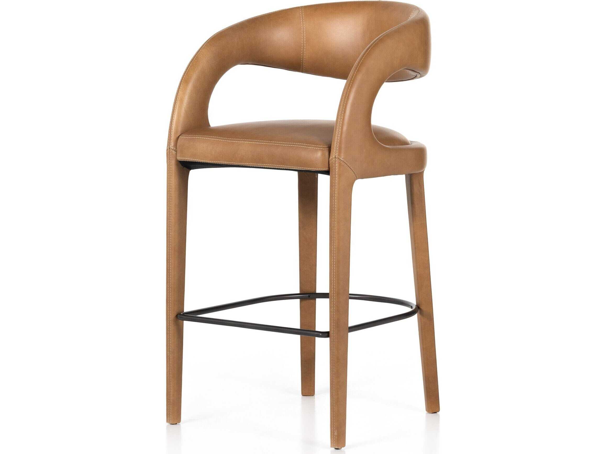 Four Hands Townsend Hawkins Sonoma Butterscotch Leather Bar Stool