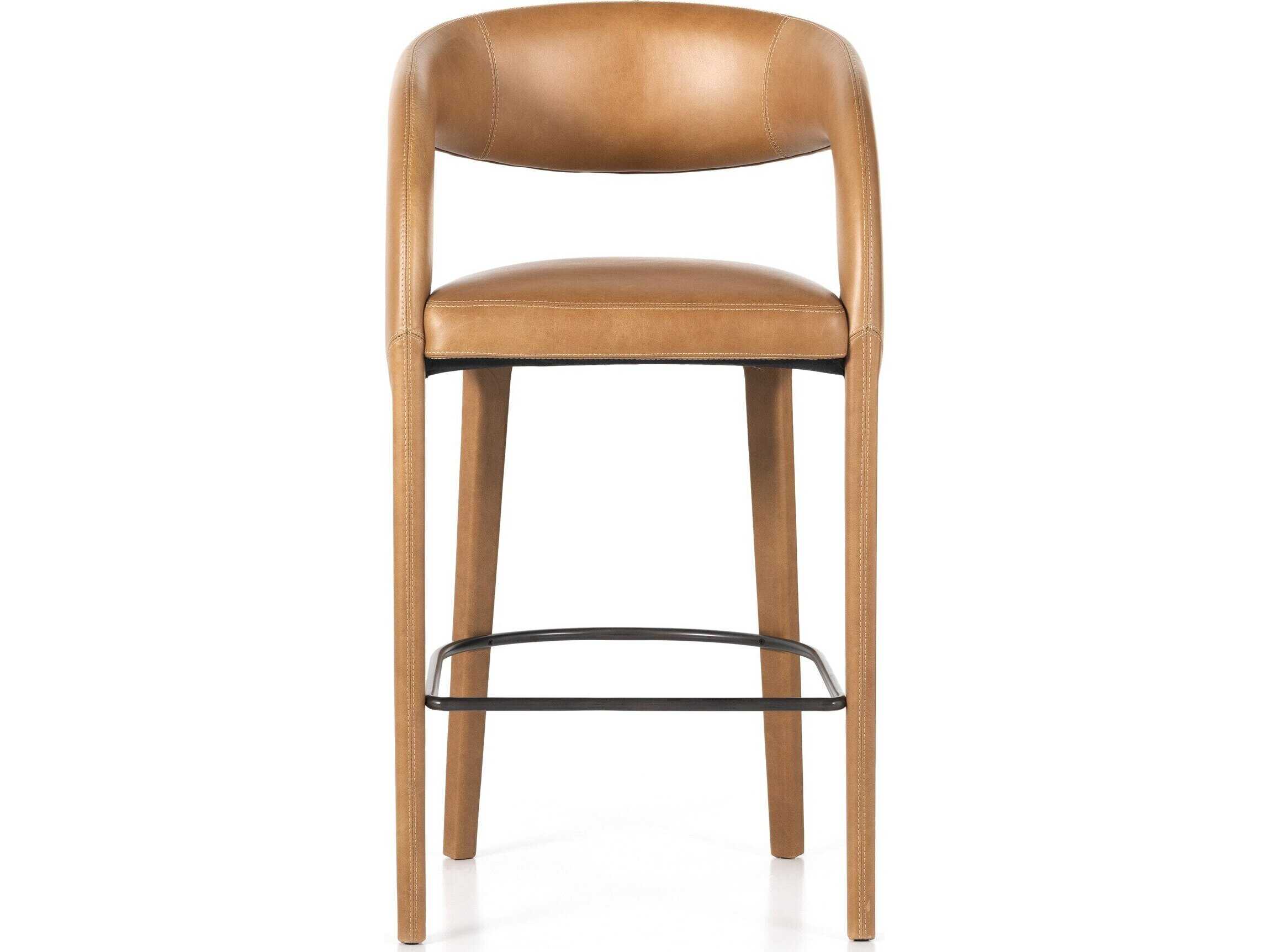 Four Hands Townsend Hawkins Sonoma Butterscotch Leather Bar Stool