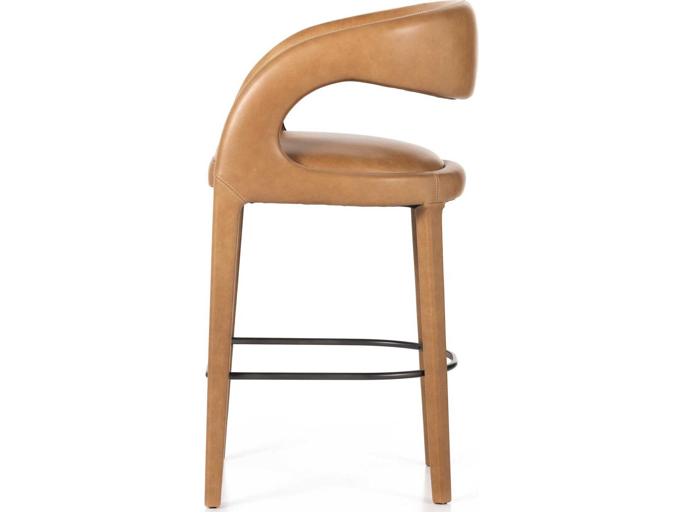 Four Hands Townsend Hawkins Sonoma Butterscotch Leather Bar Stool