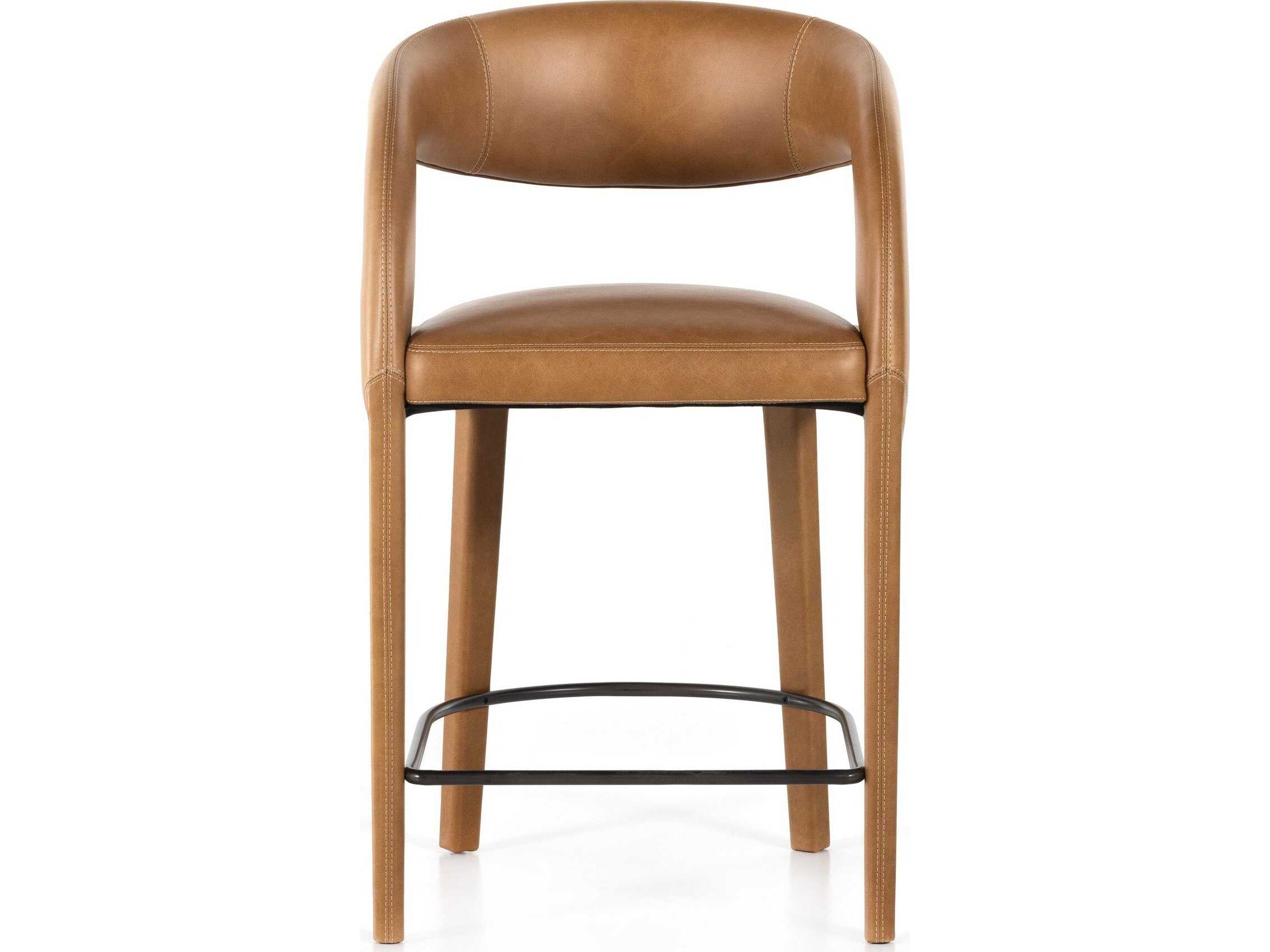 Four Hands Townsend Hawkins Leather Sonoma Butterscotch Gunmetal Counter Stool